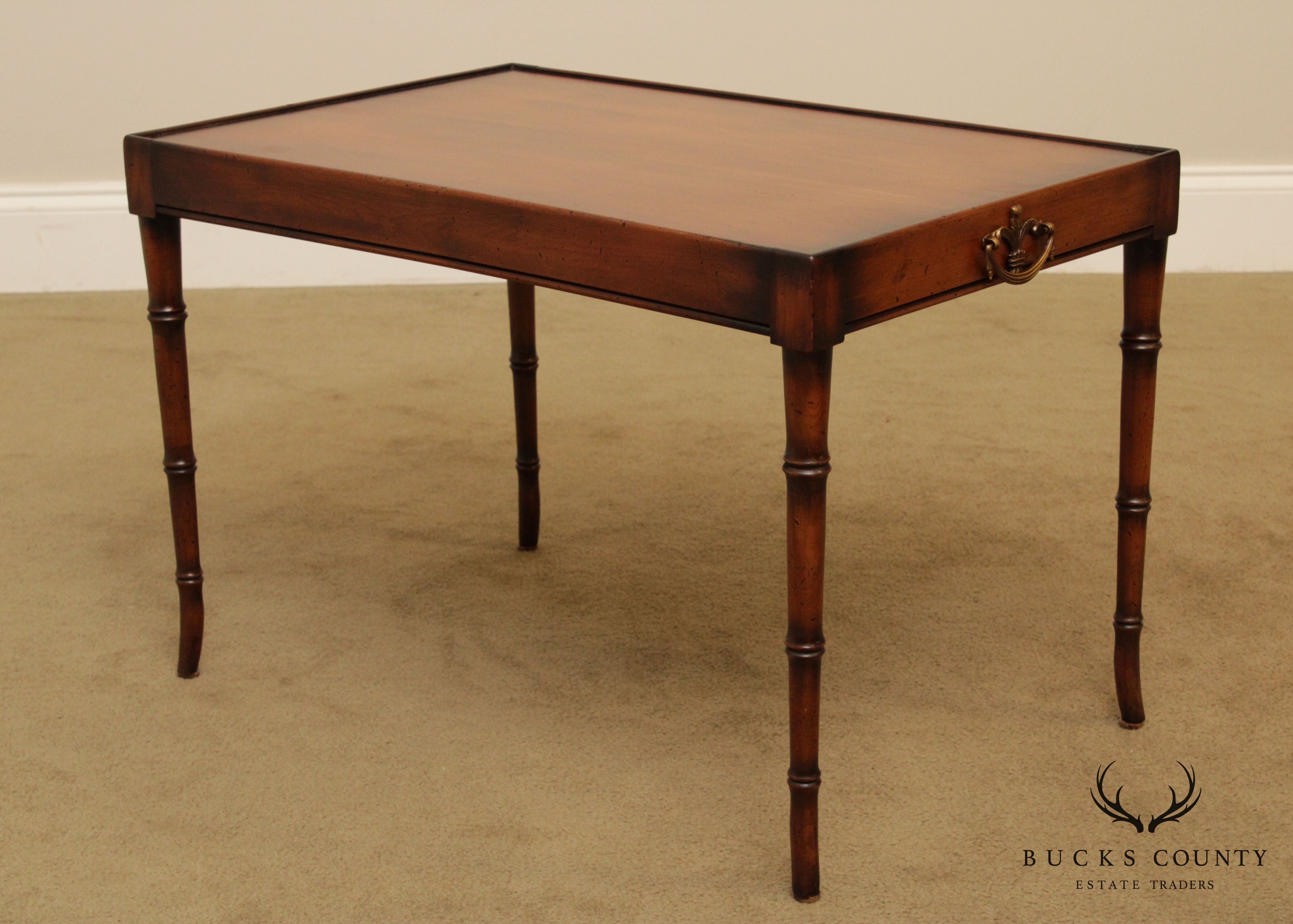 Glenister High Wycombe Regency Style Yew Wood Faux Bamboo Coffee Table