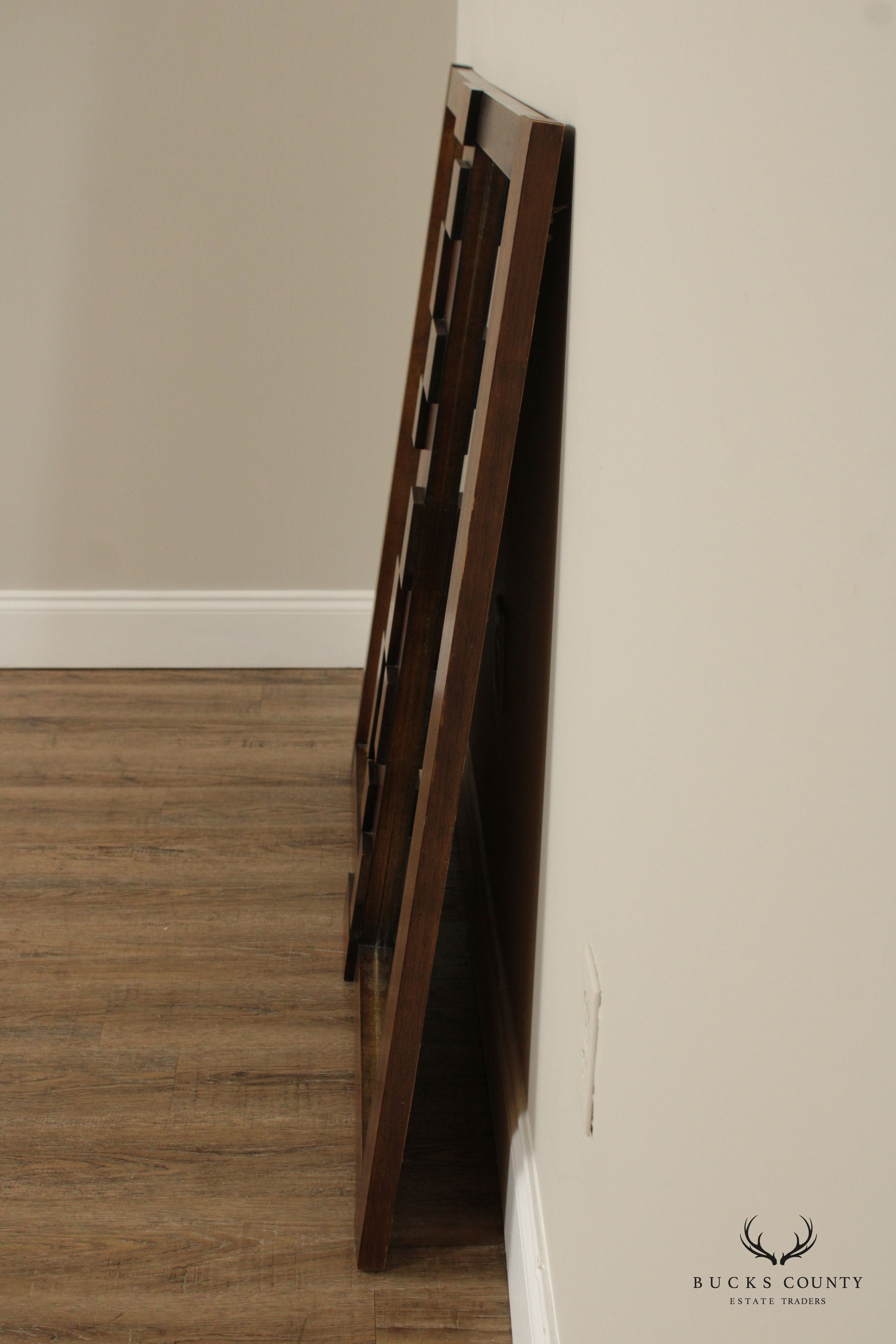 LANE VINTAGE BRUTALIST MID CENTURY WALNUT STACCATO DOUBLE MIRROR