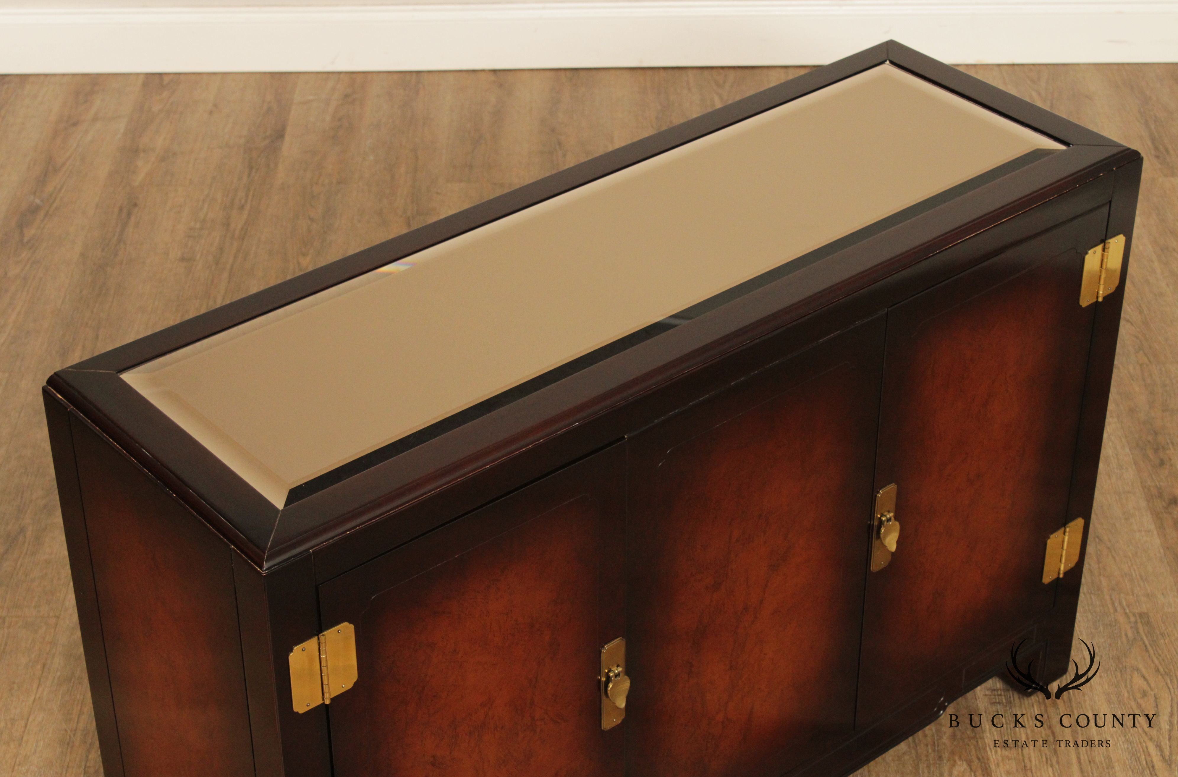 American of Martinsville Mid Century Modern Asian Style Burl Wood Sideboard