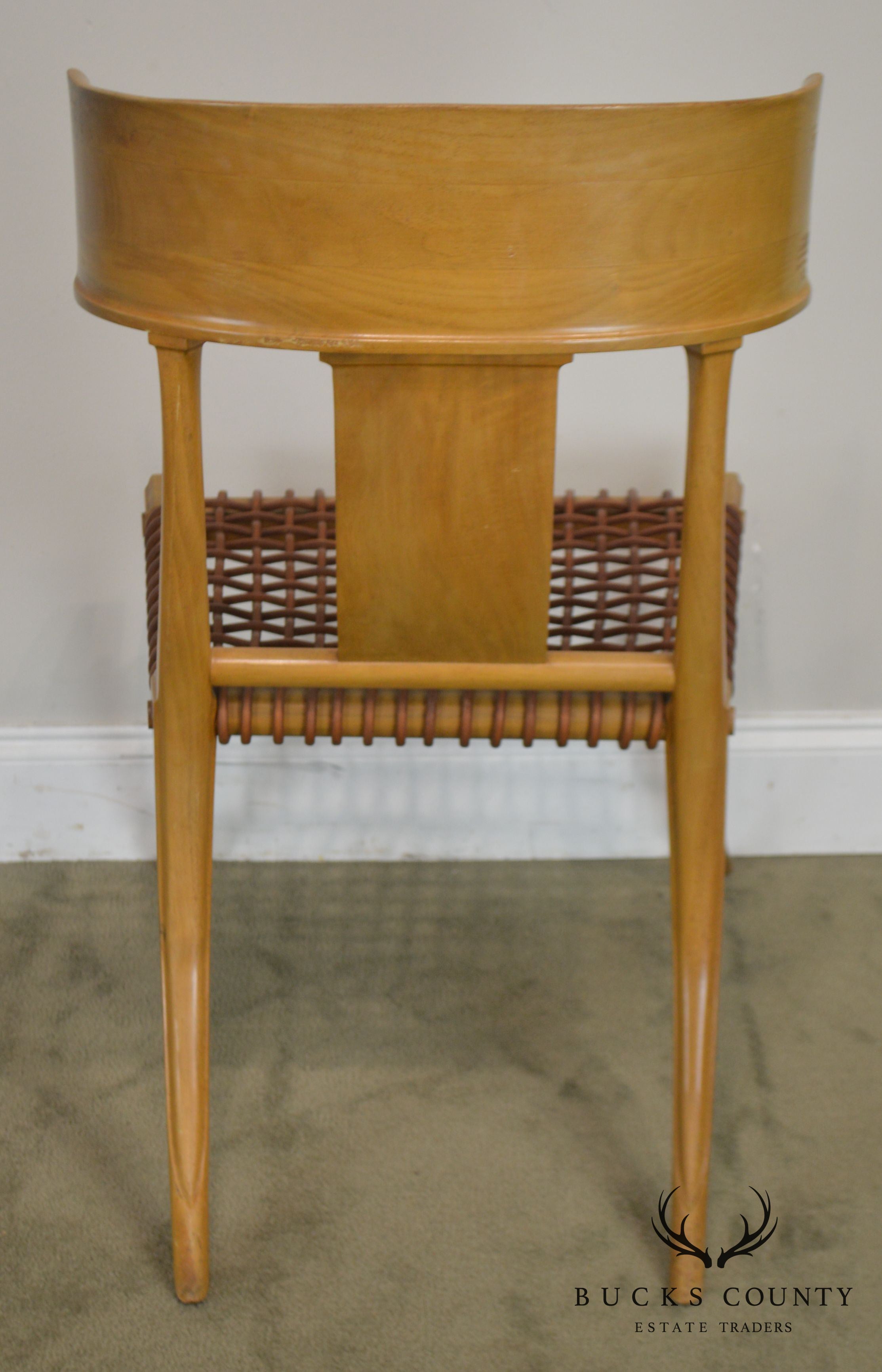 T. H. Robsjohn Gibbings Saridis of Athens Walnut & Leather Klismos Chair
