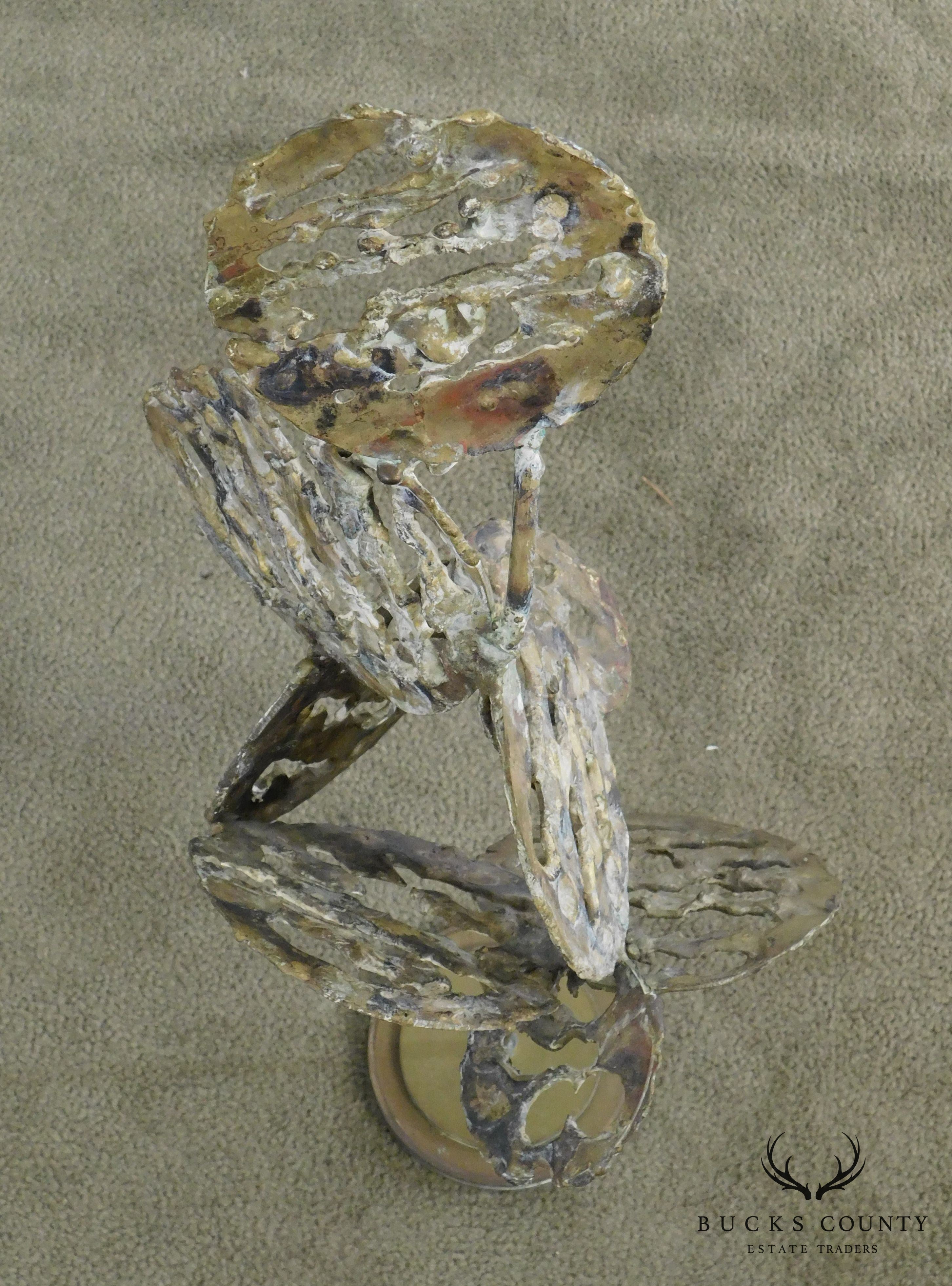 Mid Century Modern Bronze Abstract Floating Disc Sculpture