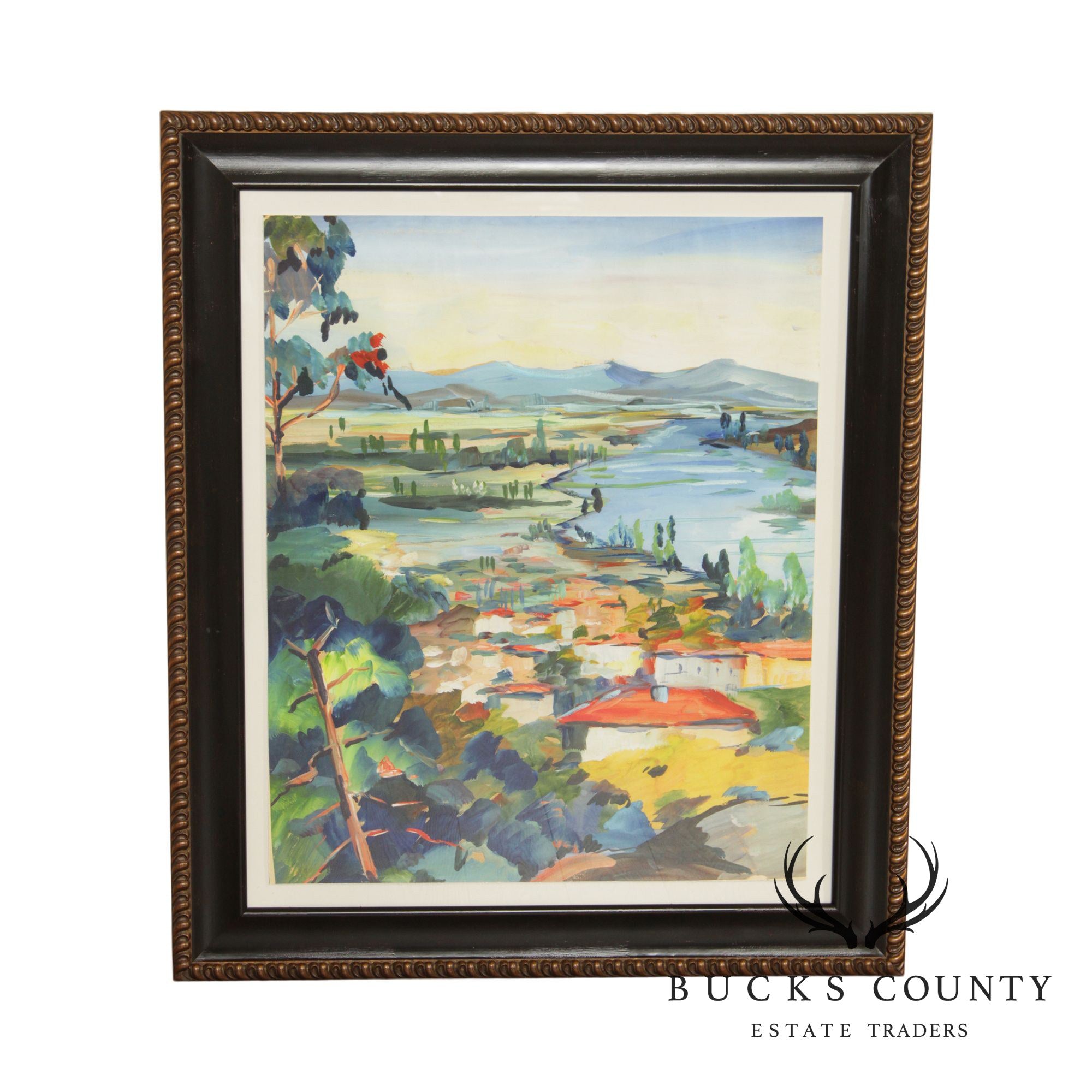 Impressionist Style Mediterranean Village Landscape Fine Art Print