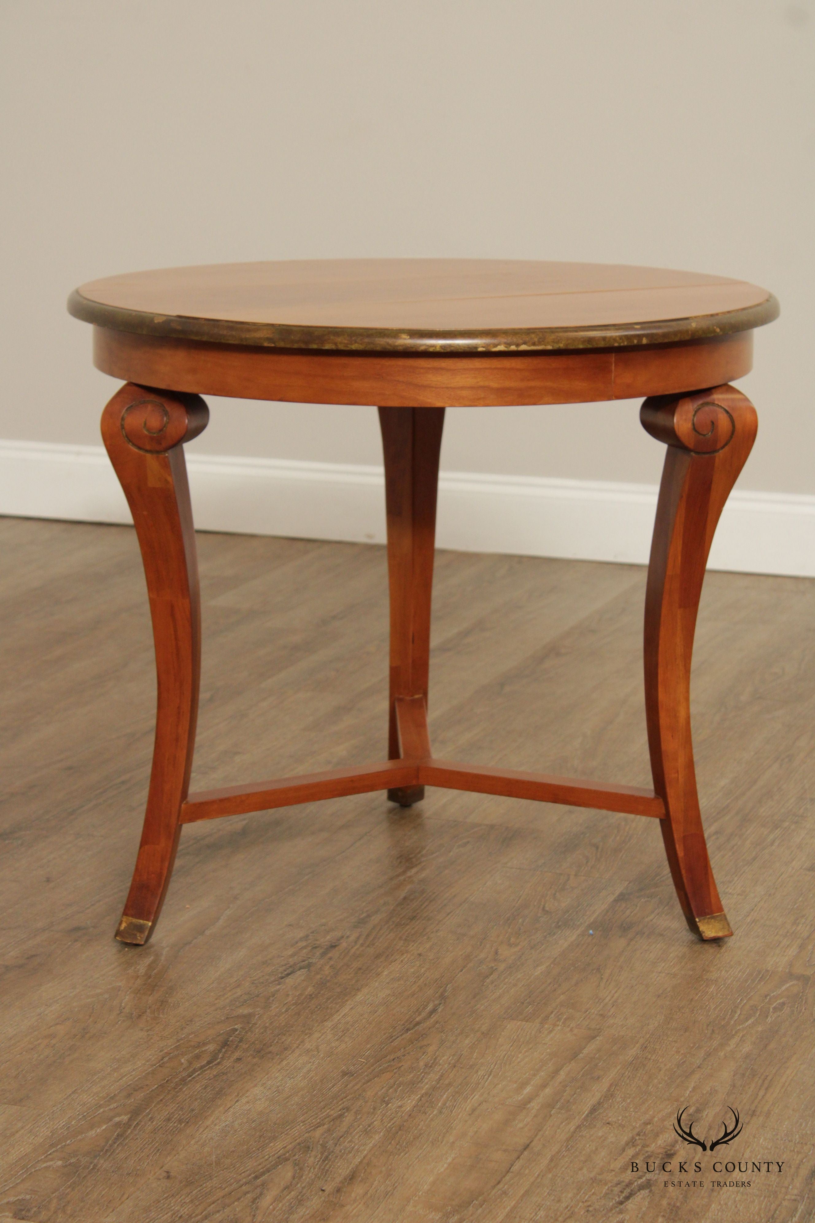 Neoclassical Style Round Cherry Side Table