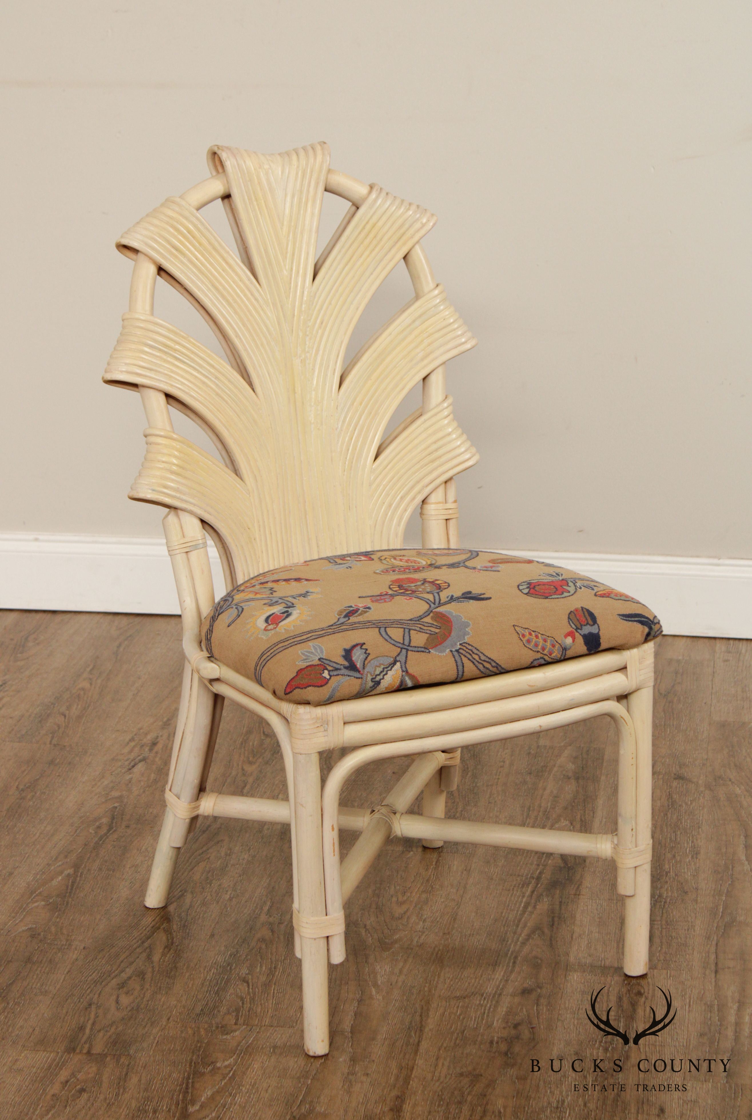Vintage Rattan Cream Lacquered Dining Chair