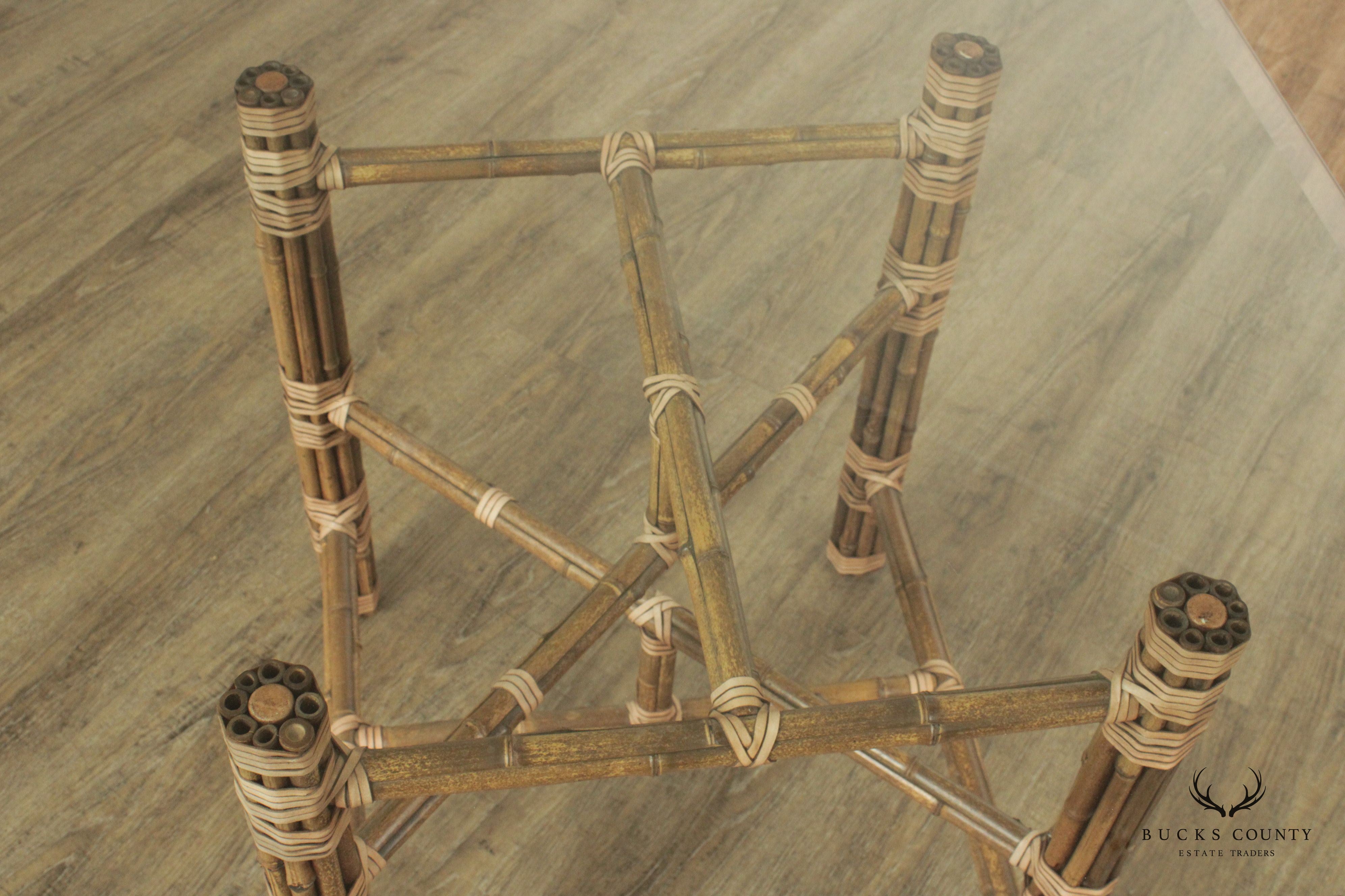 McGuire Bamboo and Glass Top Dining Table