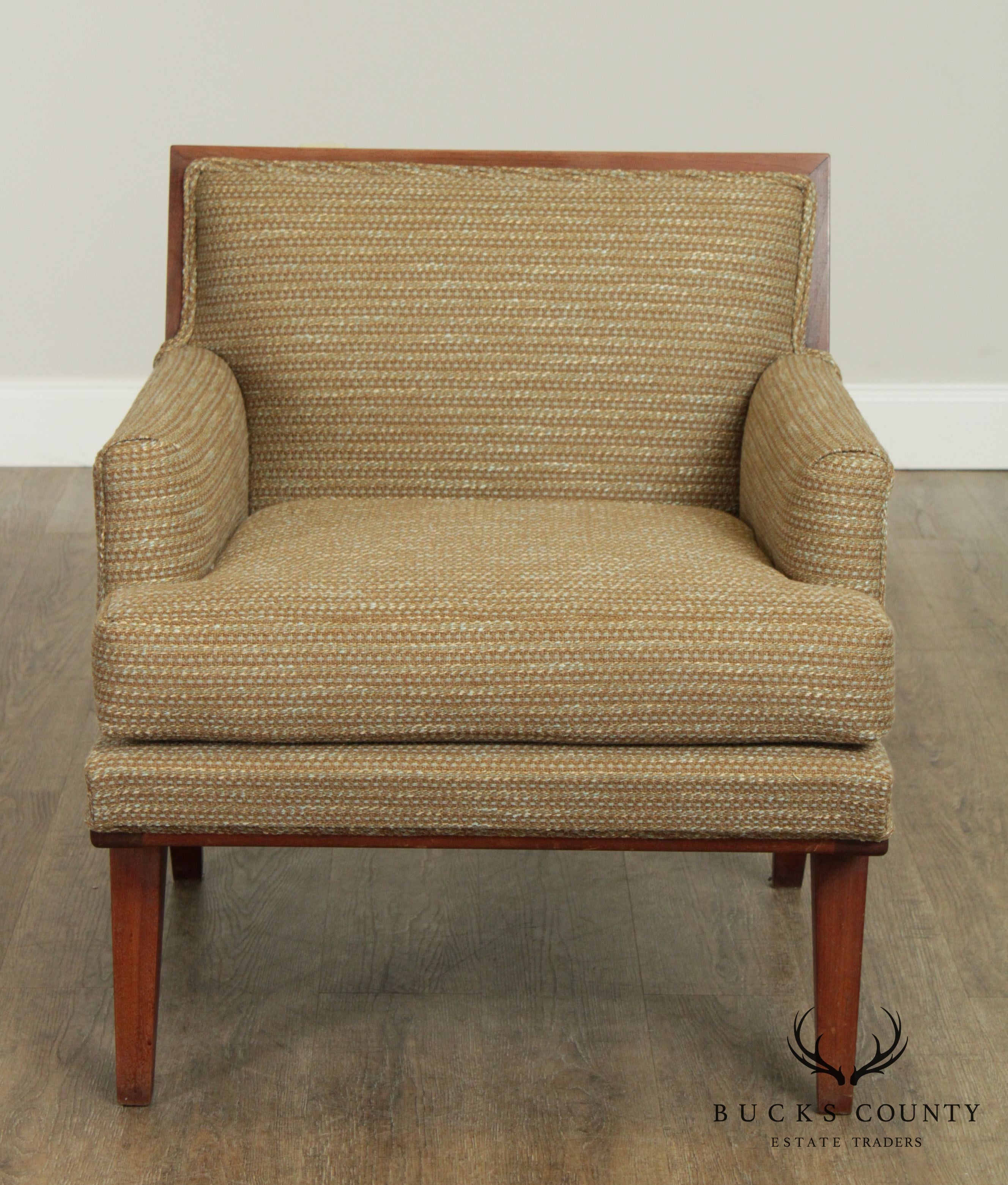 Mid Century New Hope School Walnut Upholstered Lounge Chair