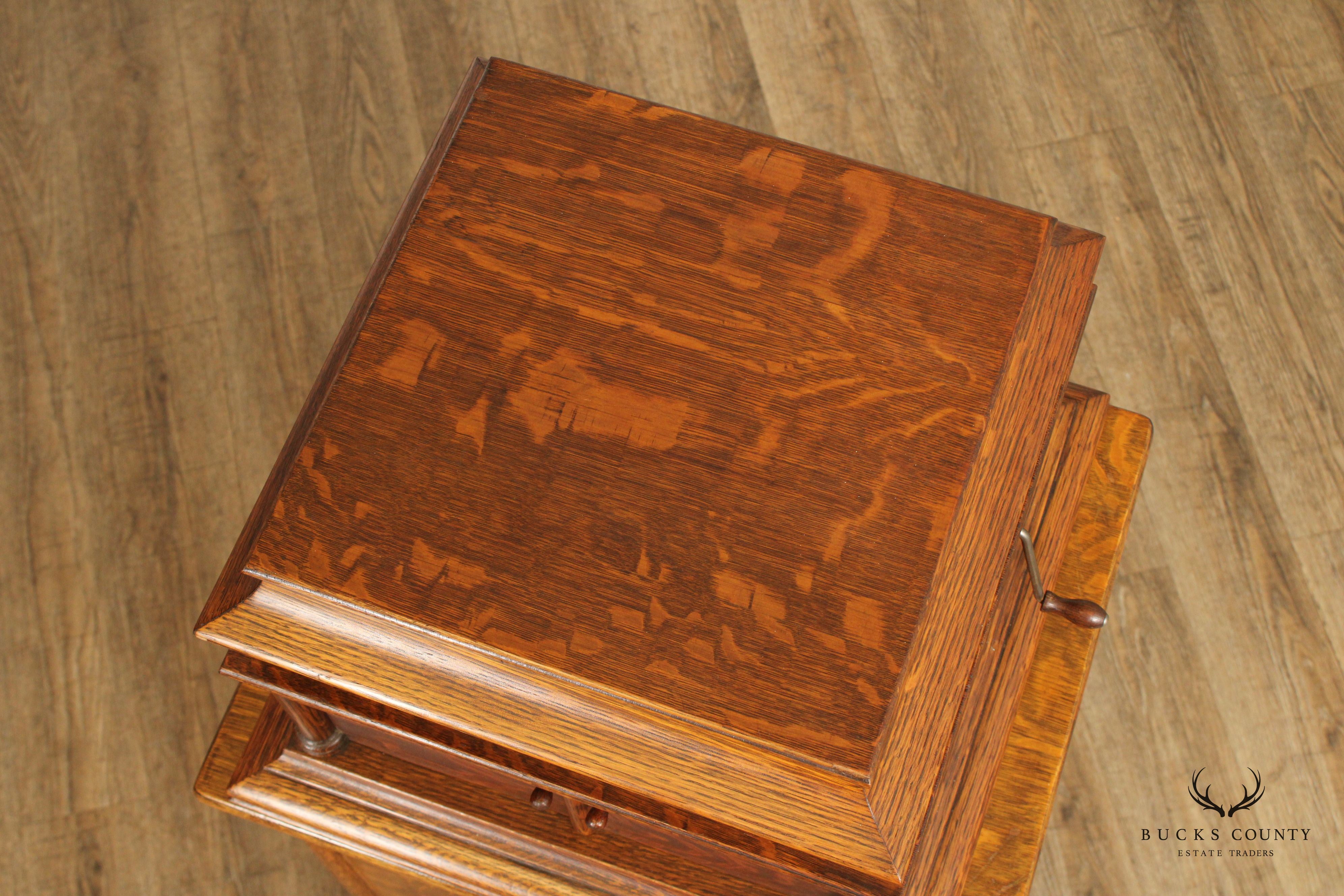 Columbia Grafonola Antique Oak Case Floor Phonograph Record Player