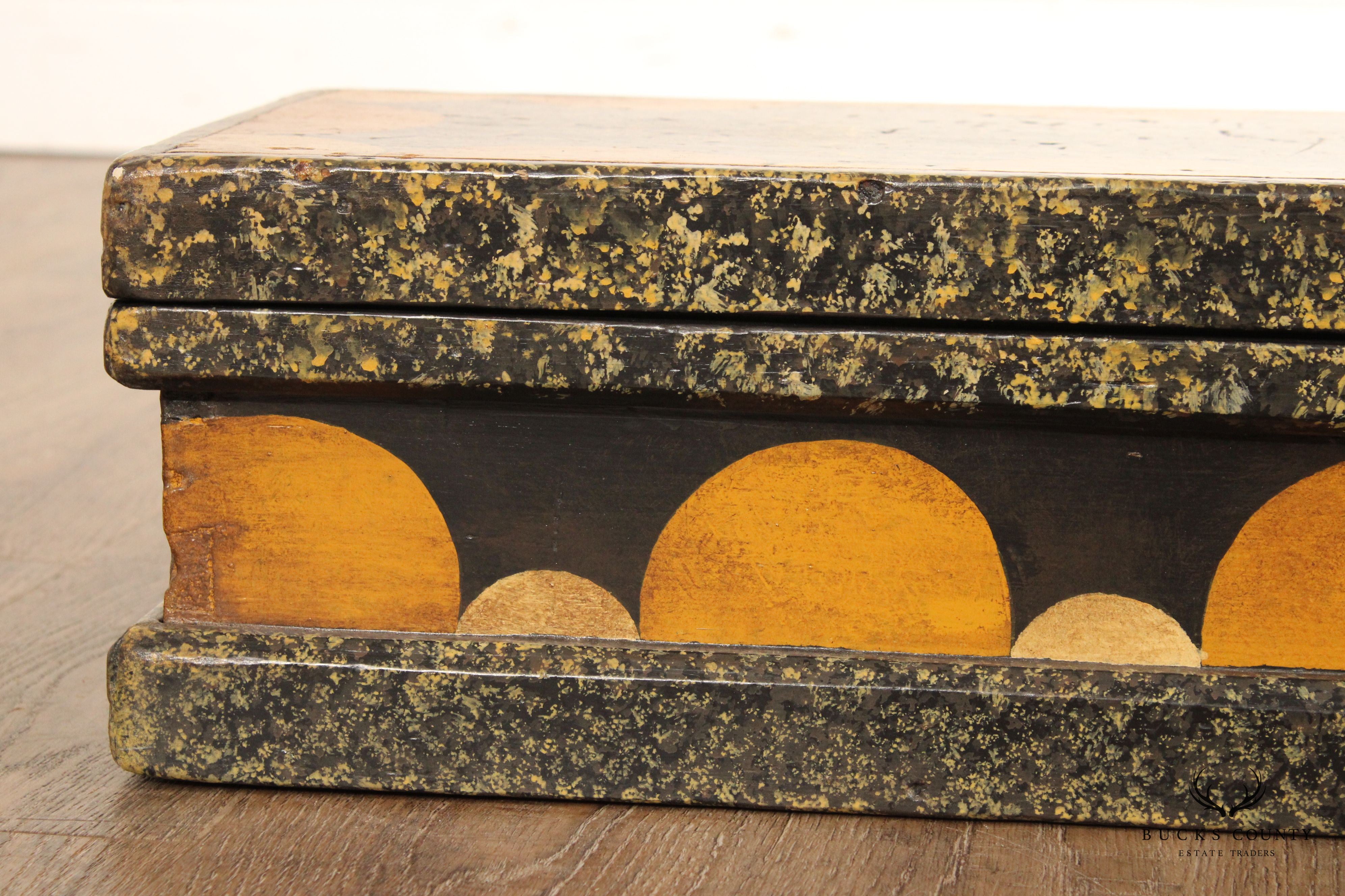 Antique Paint Decorated Wooden Storage Box