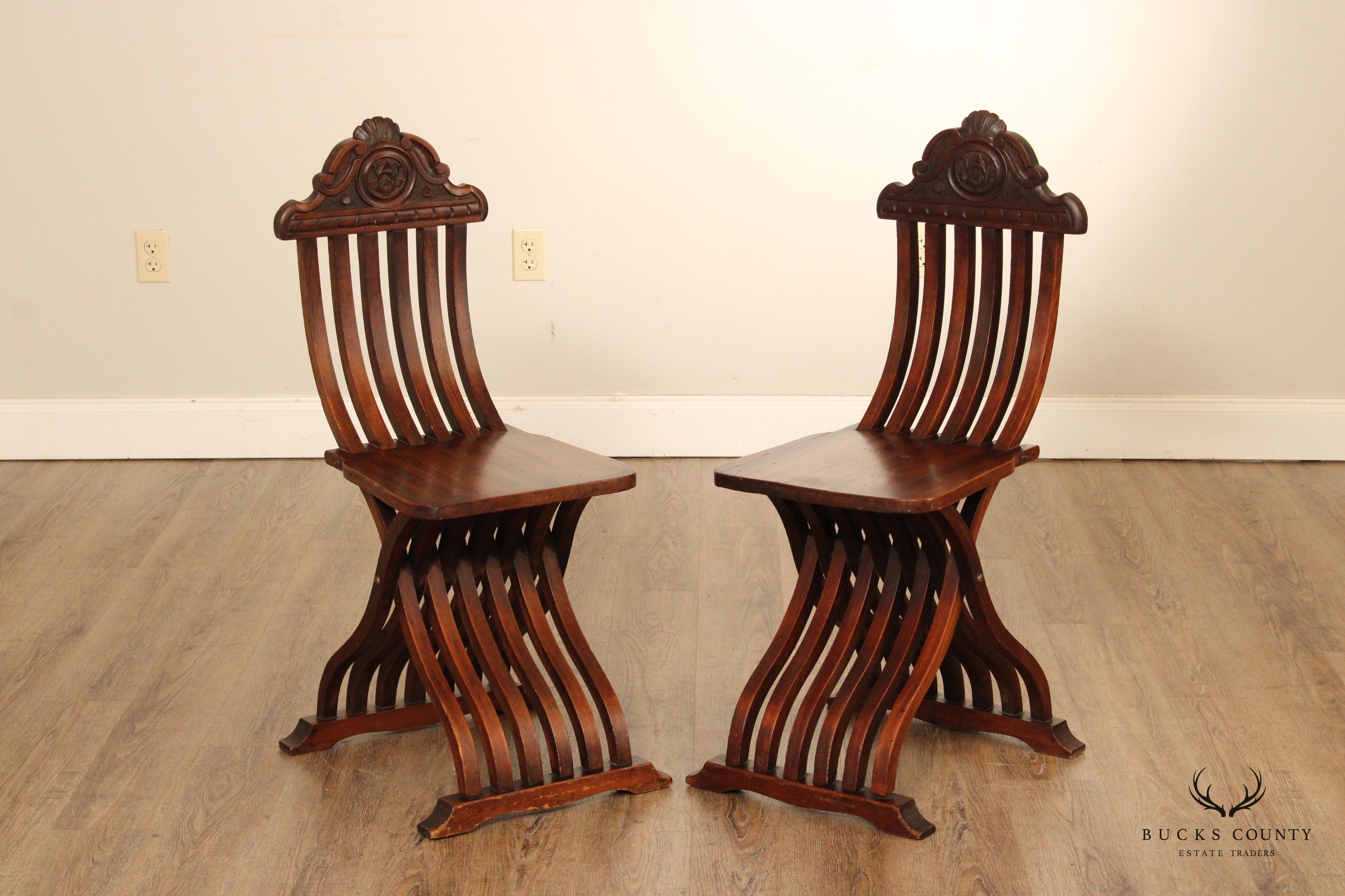 Italian Renaissance Revival Style Savonarola Side Chairs