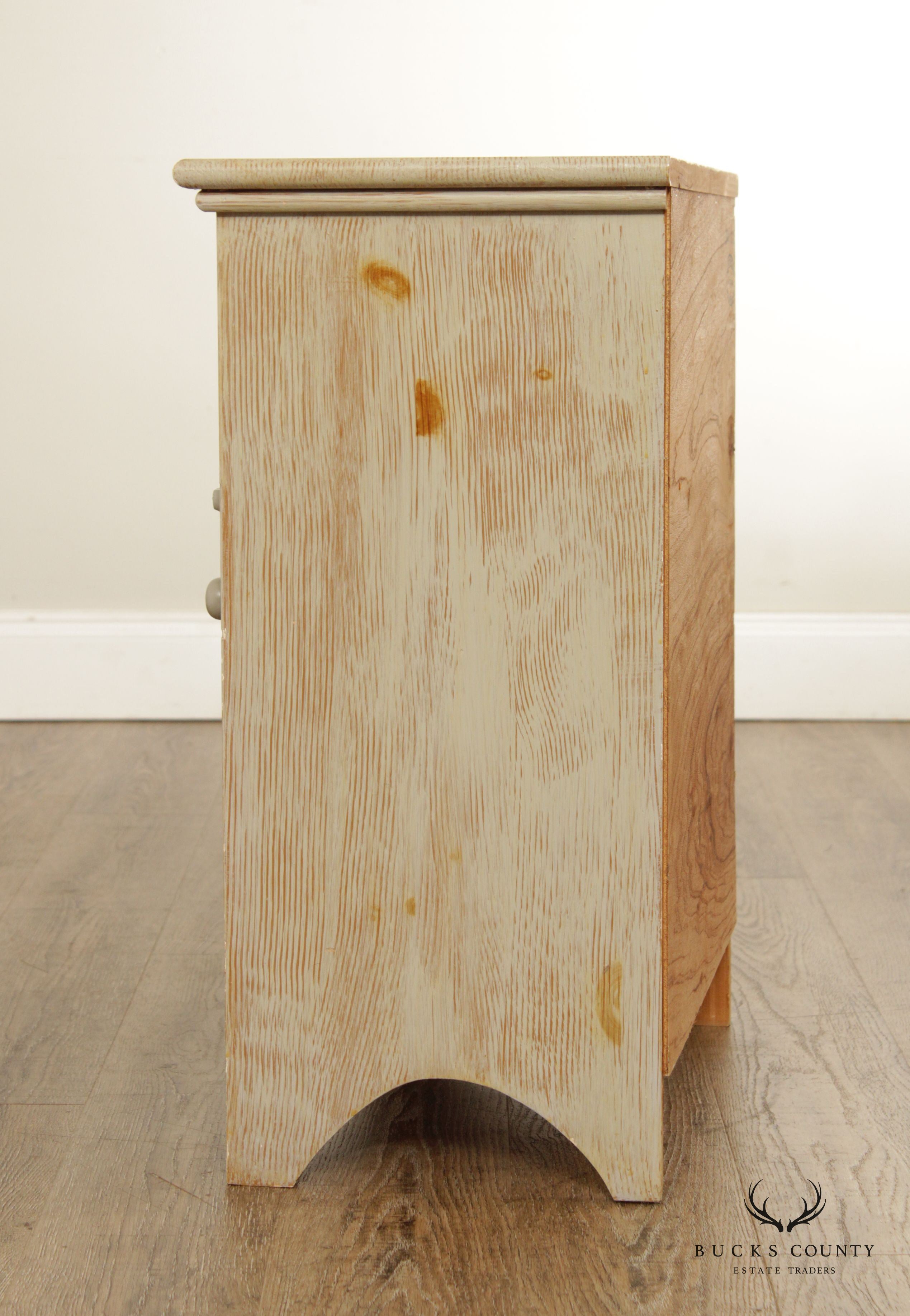 Hand Painted Western Cowboy Pine Single Drawer Nightstand