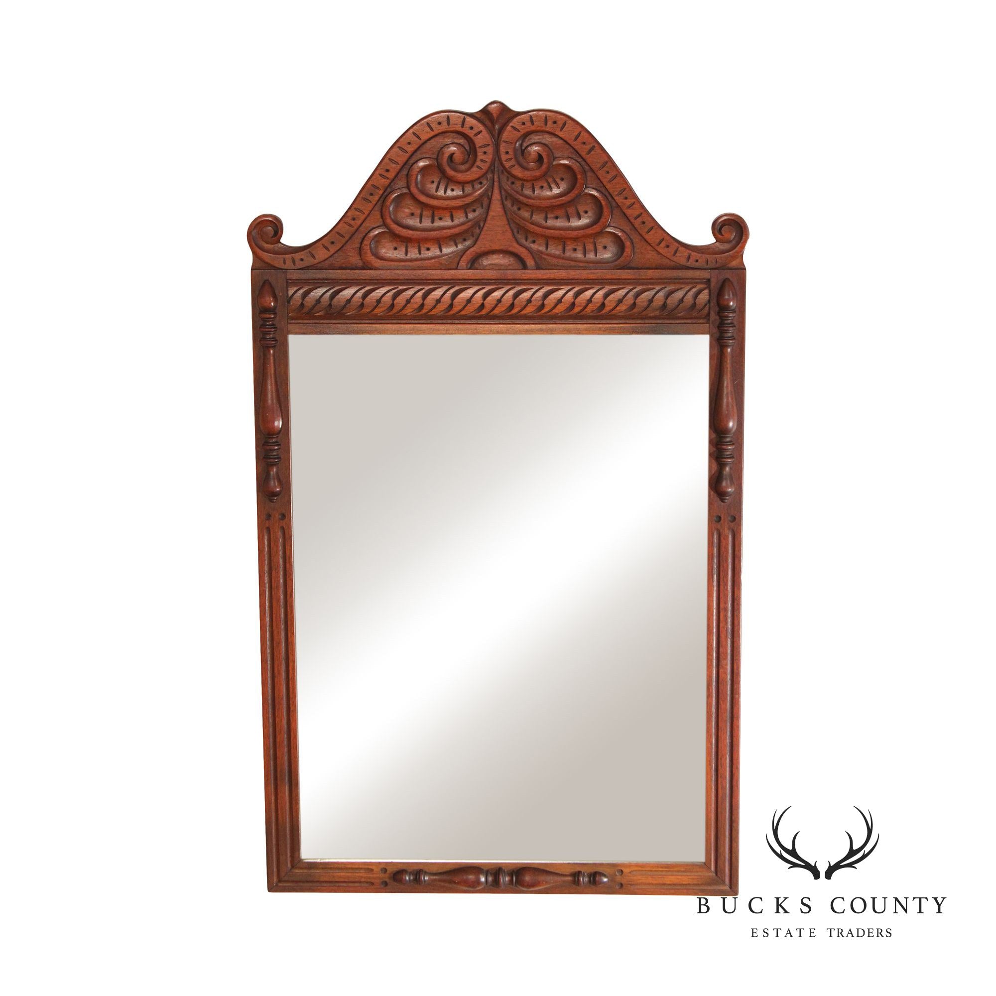 Kittinger Jacobean Style Walnut Carved Dresser Mirror