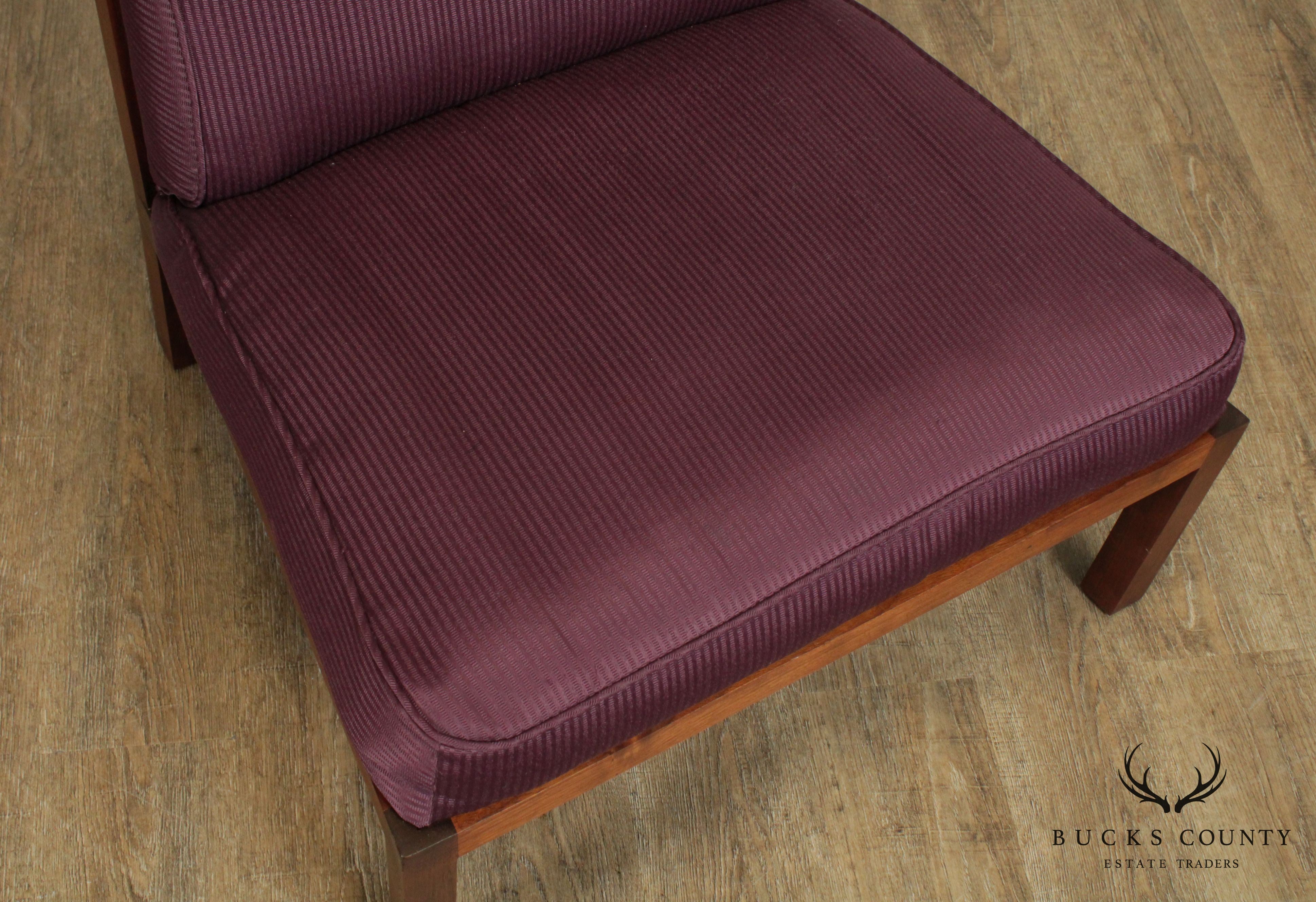 Baker Michael Taylor Mid Century Modern Walnut Slipper Chair