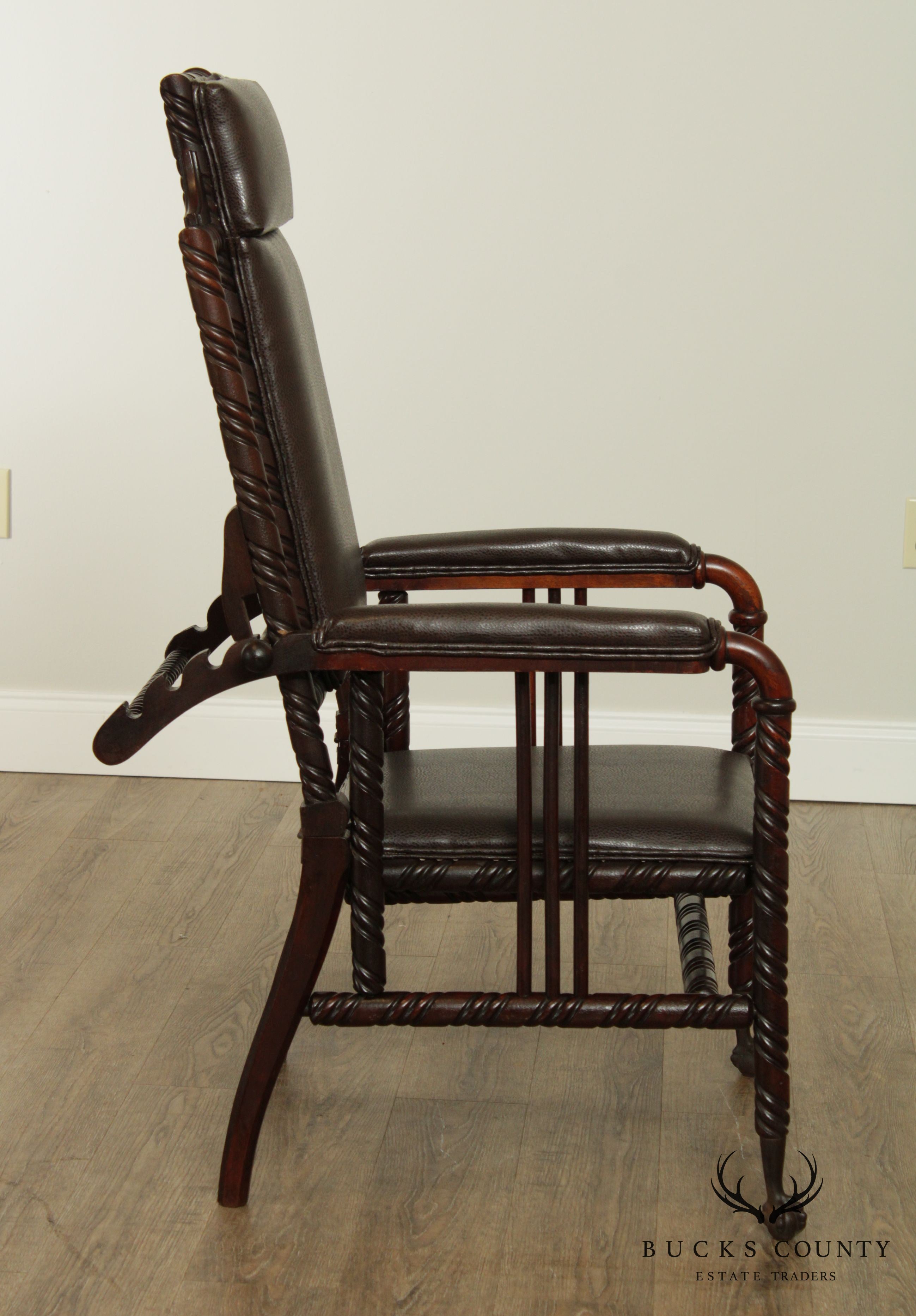 Hunzinger Antique Victorian Gothic Period Reclining Morris Chair