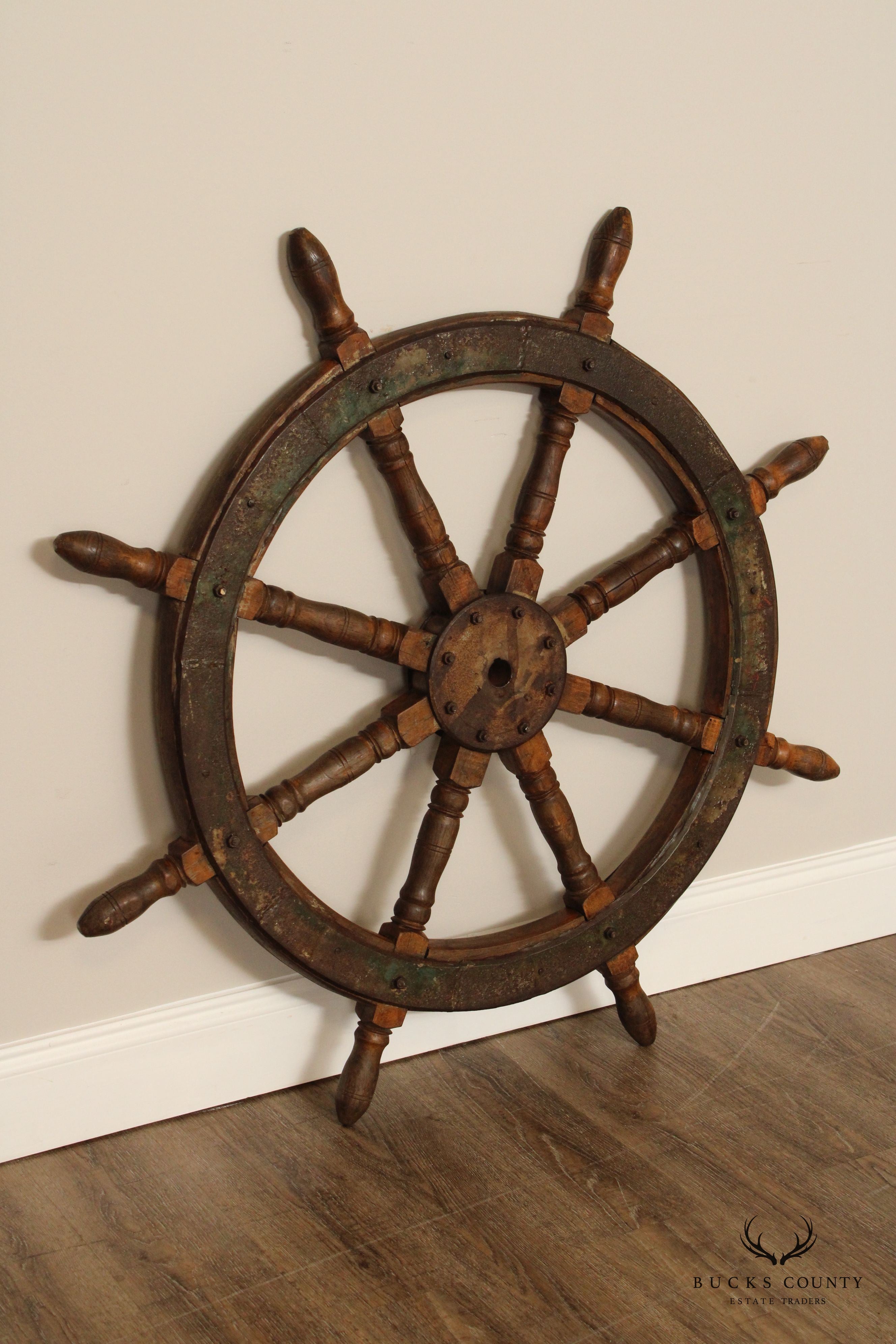 Antique Eight Spoke Hardwood and Iron Ship's Wheel