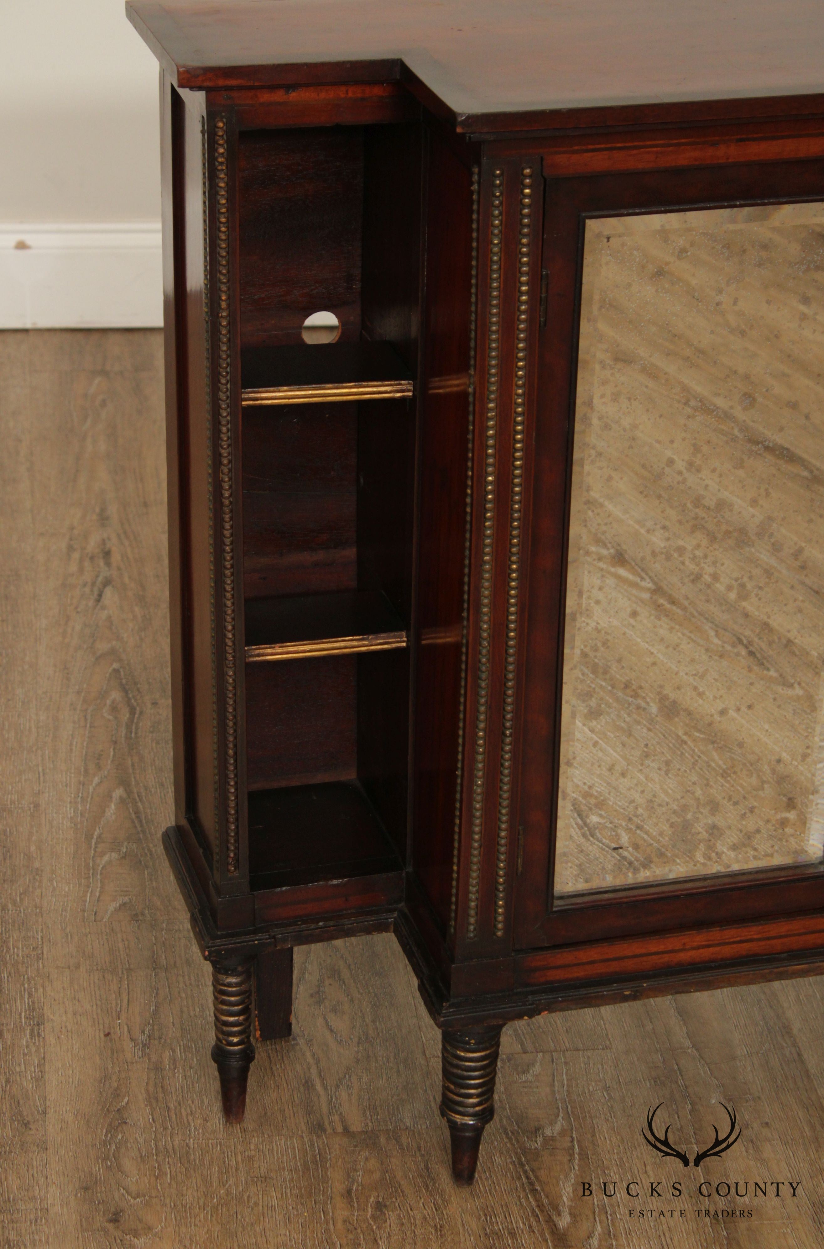 Antique Regency Style Mahogany Mirror Door Console