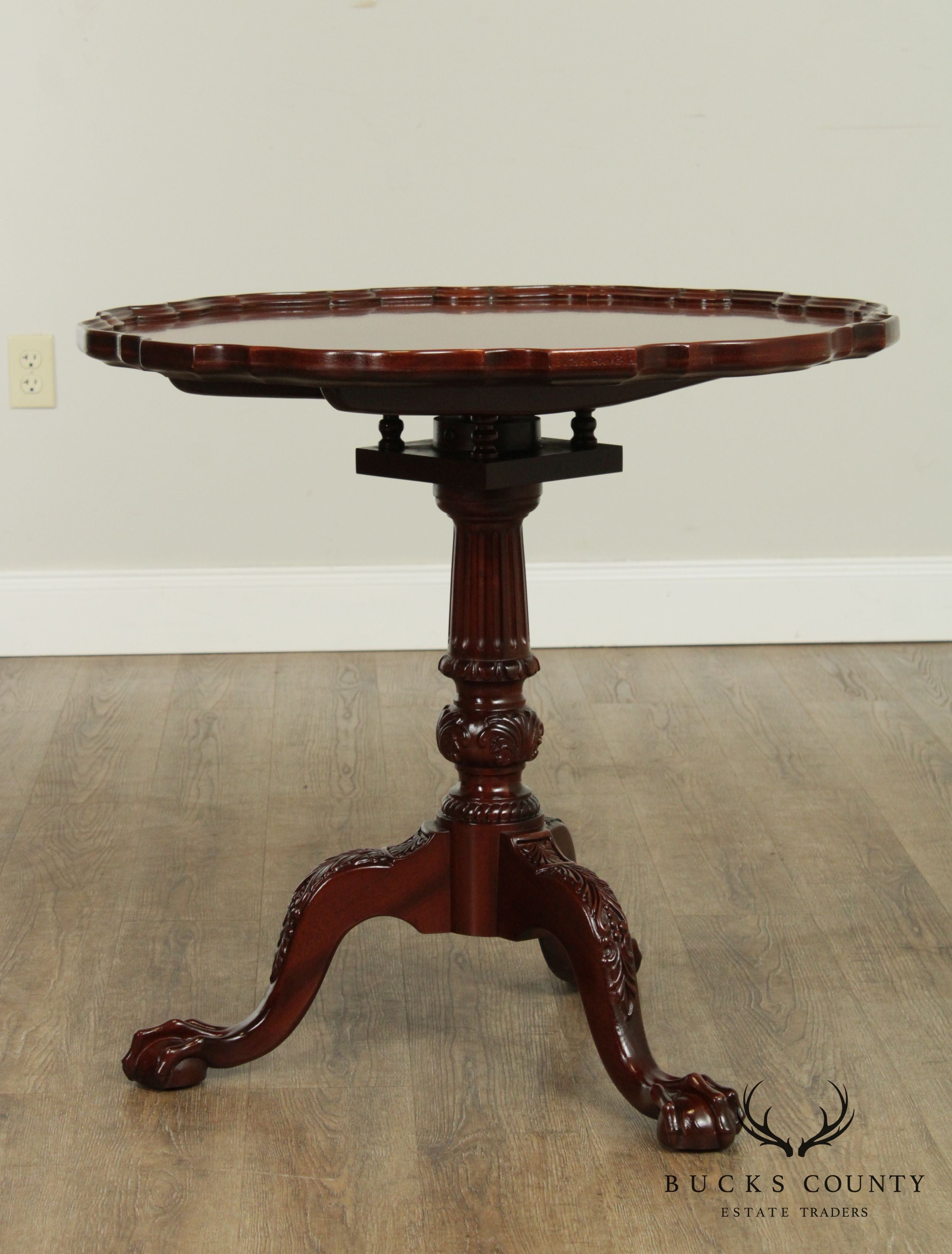 Chippendale Style Carved Mahogany Piecrust Tilt Top Tea Table