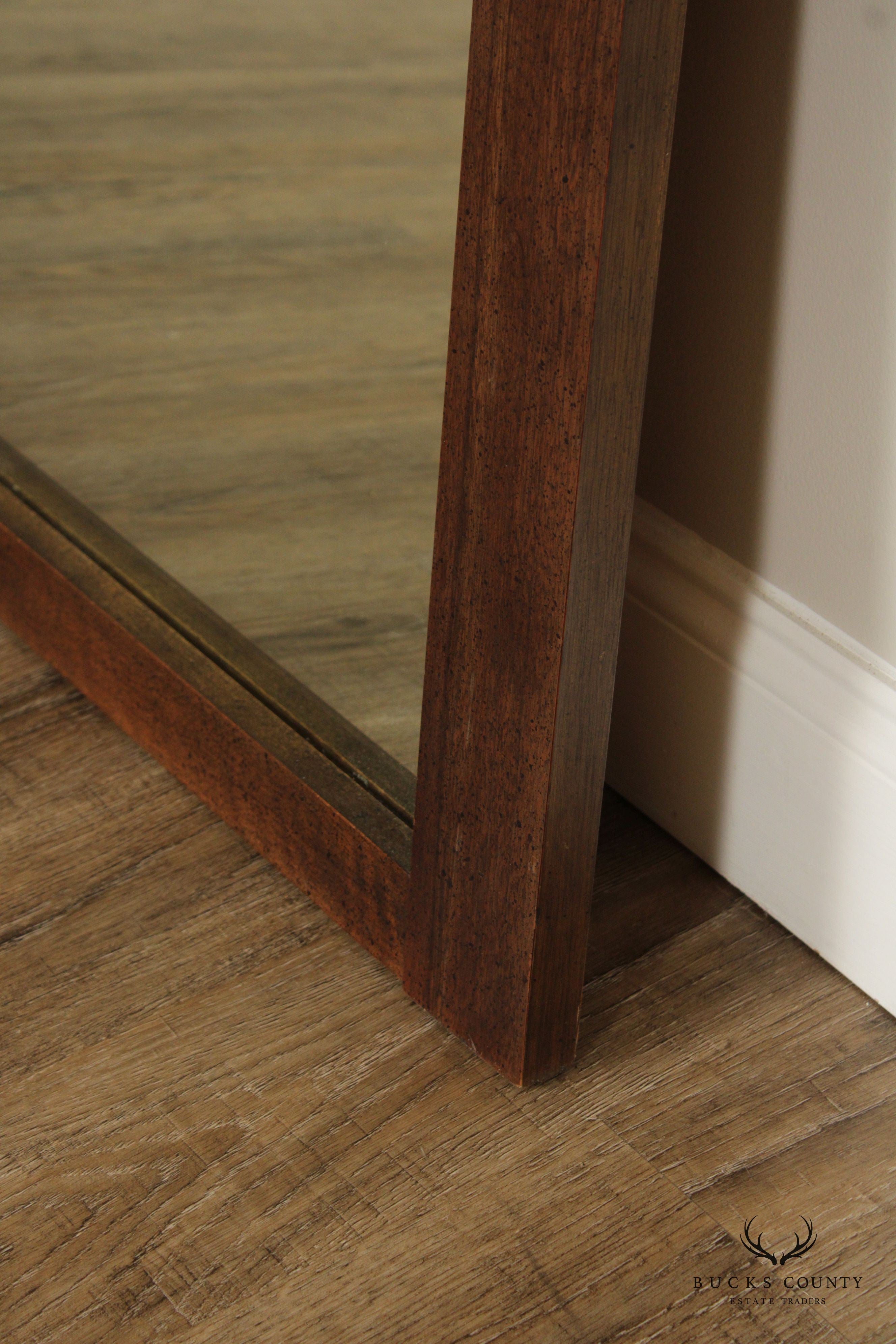 LANE VINTAGE BRUTALIST MID CENTURY WALNUT STACCATO DOUBLE MIRROR
