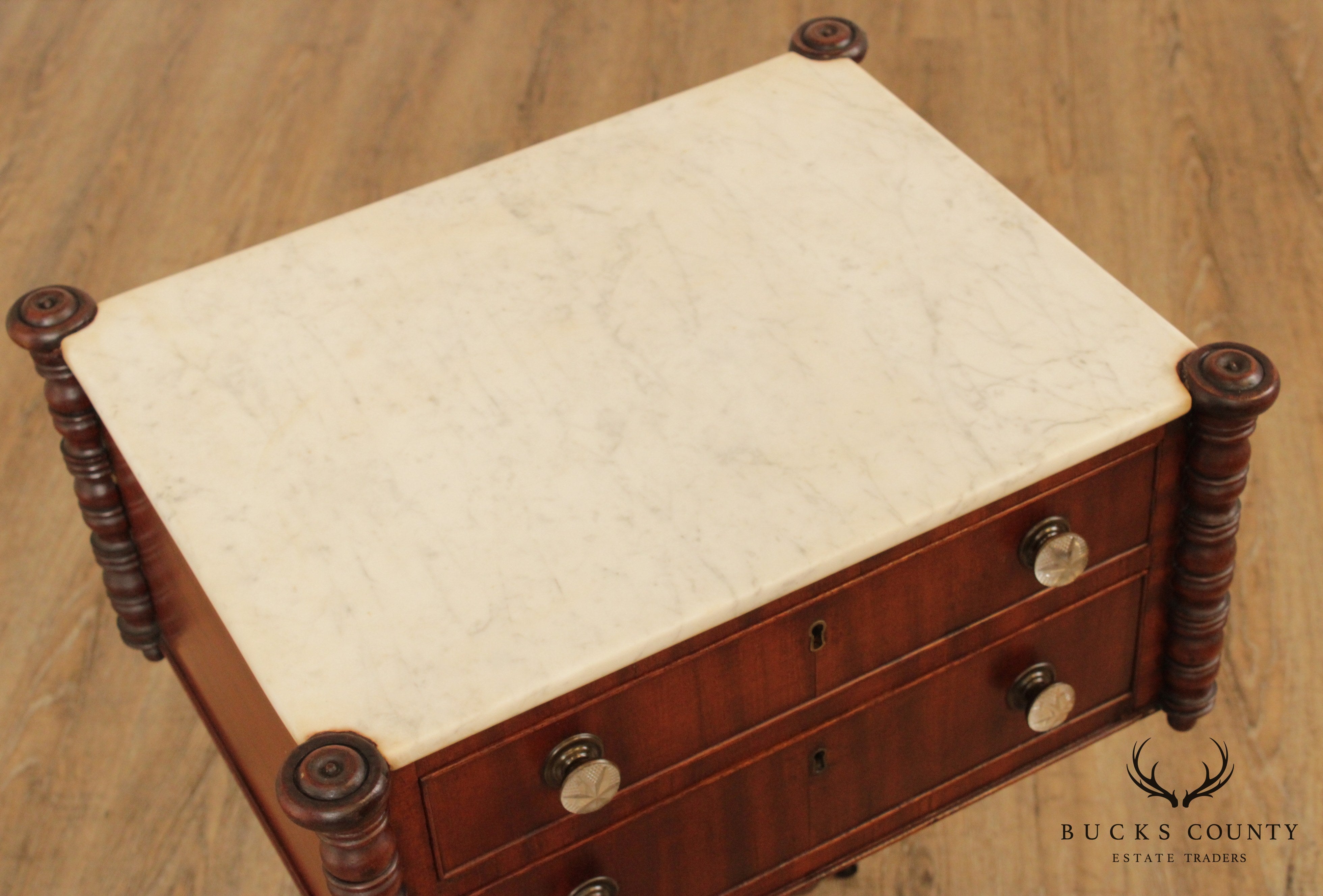 Antique American Federal Period Mahogany Philadelphia Marble Top Work Table