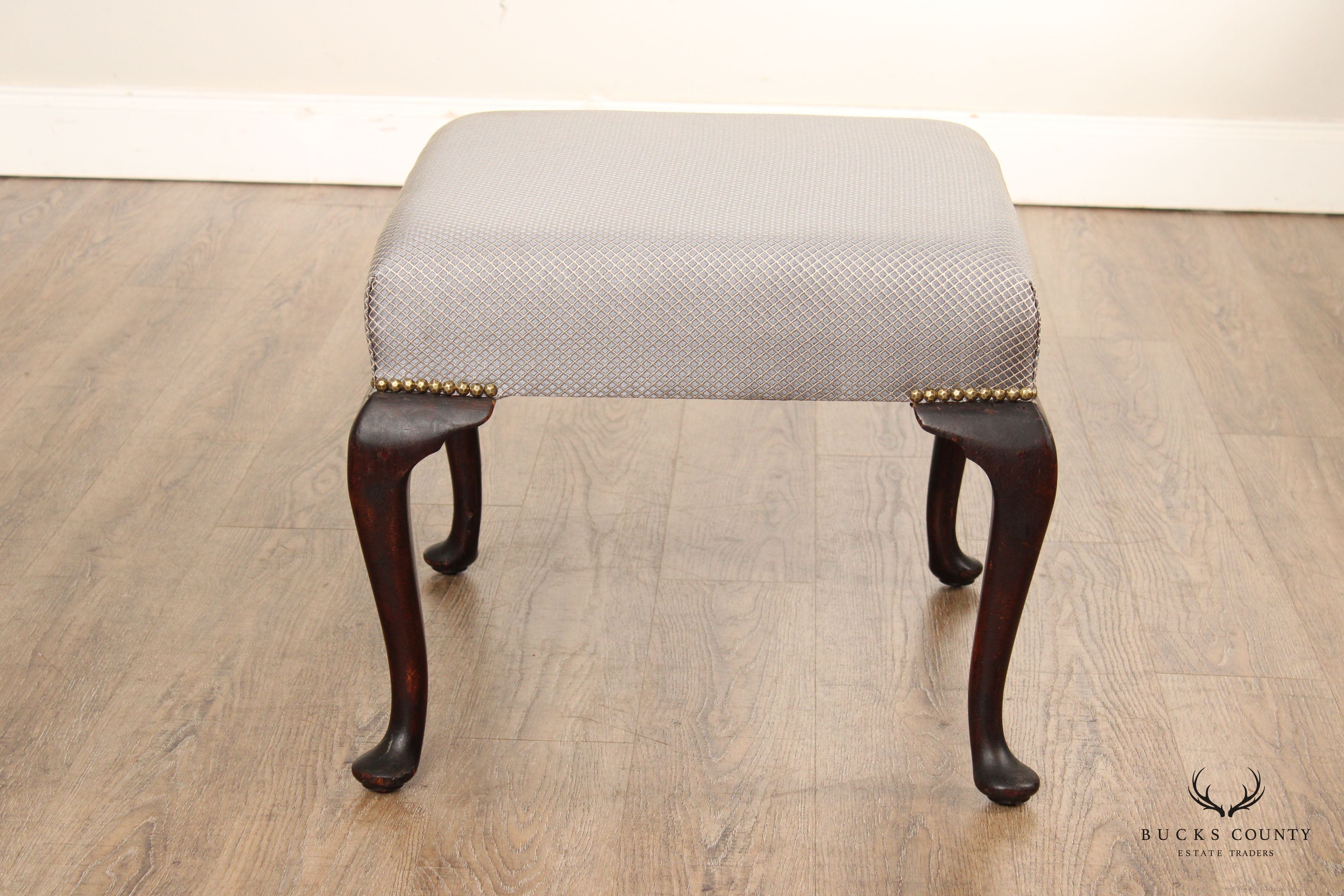 Queen Anne Style Custom Upholstered Foot Stool