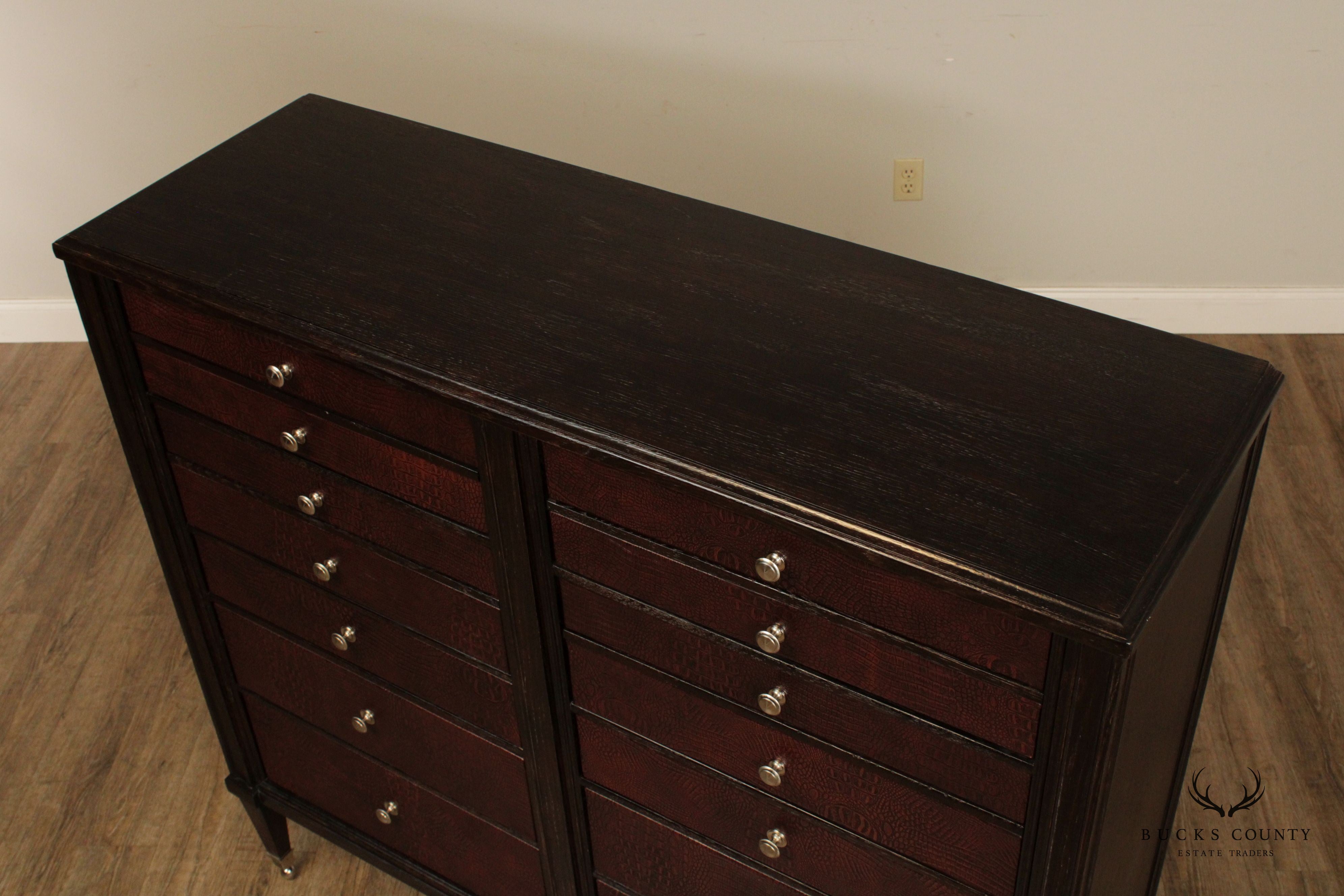 Drexel Heritage Contemporary Style Faux Alligator Haberdashery Chest