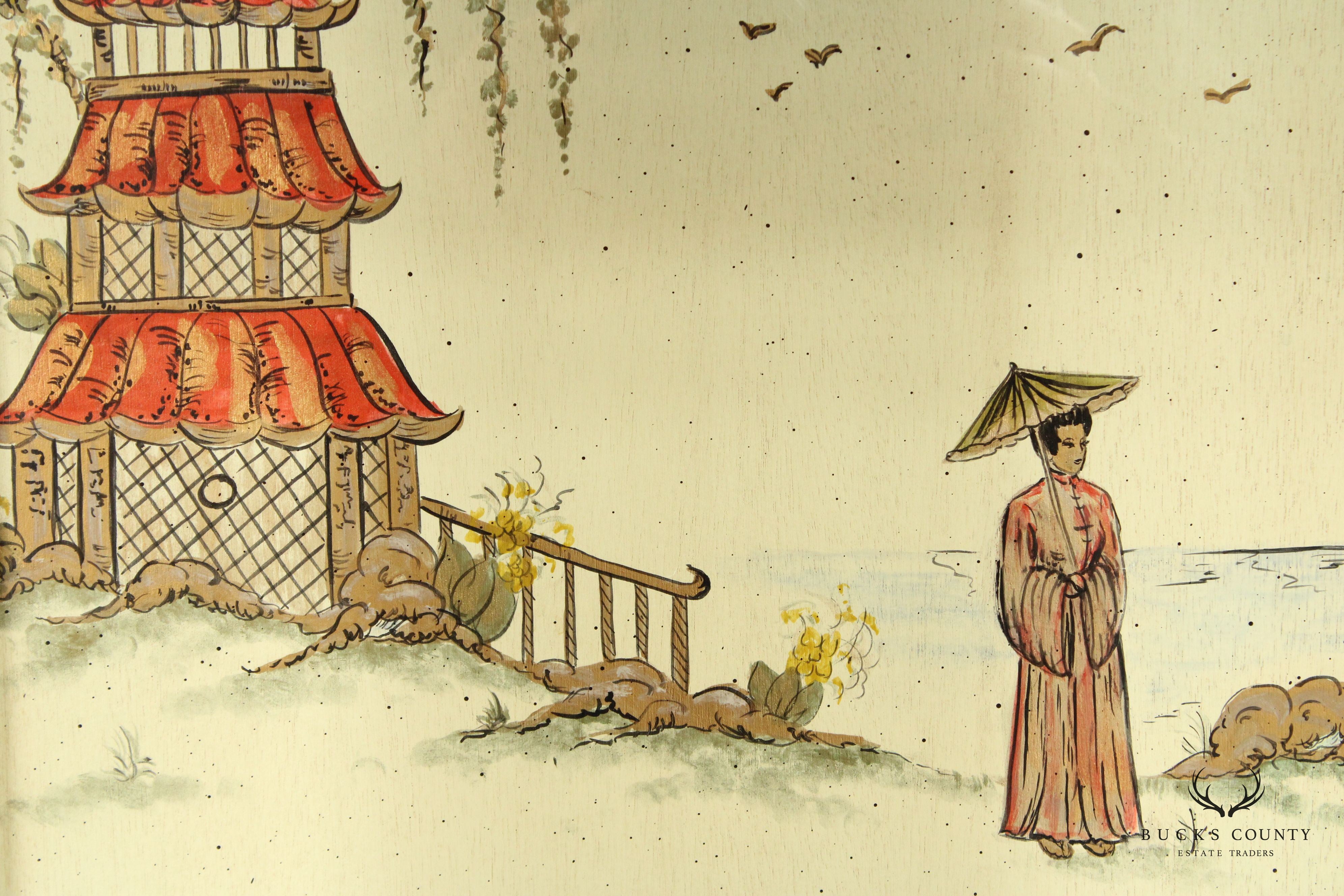 Chinoiserie Decorated Partial Gilt Curio Display Cabinet