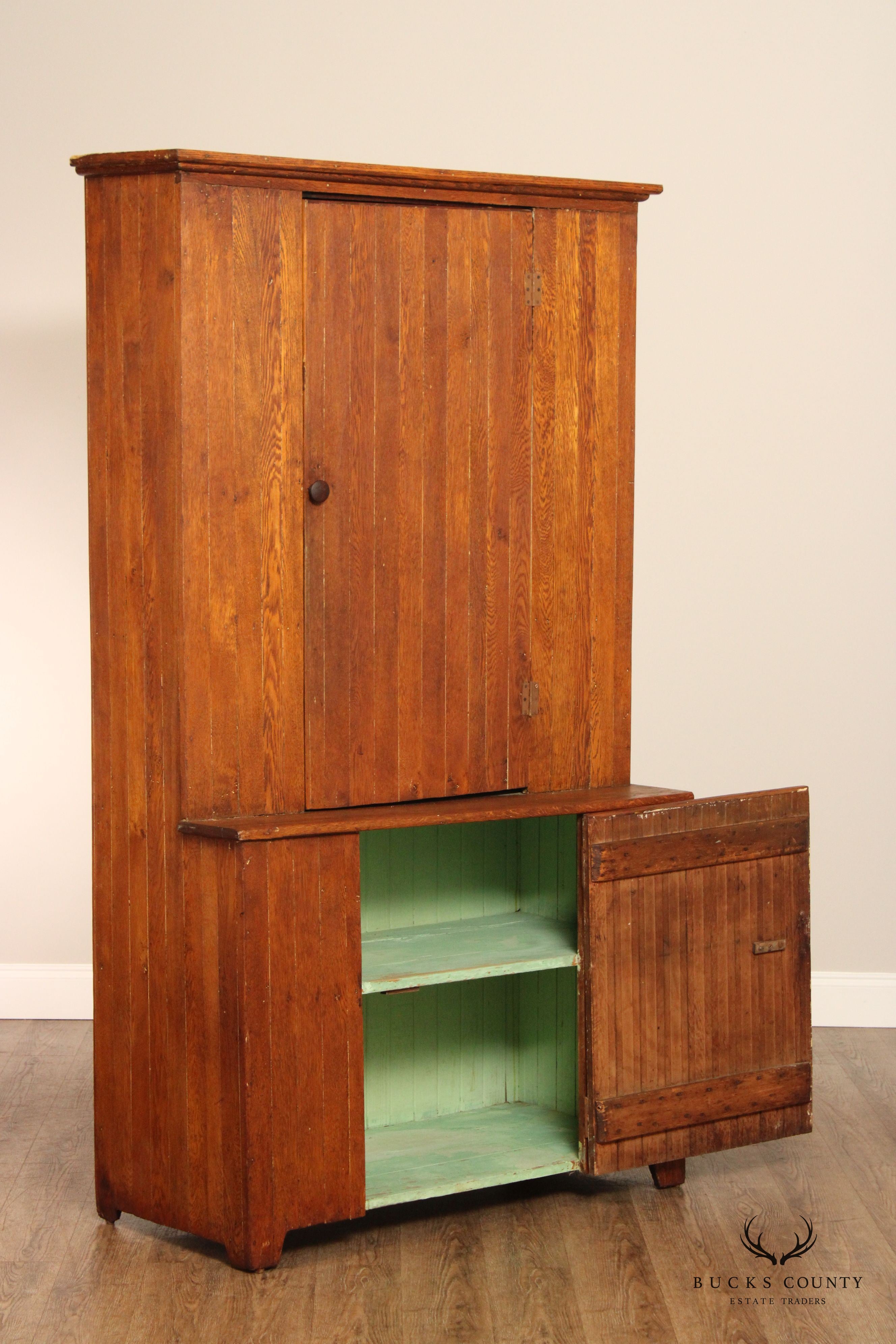 Antique Pennsylvania Oak Stepback Cupboard