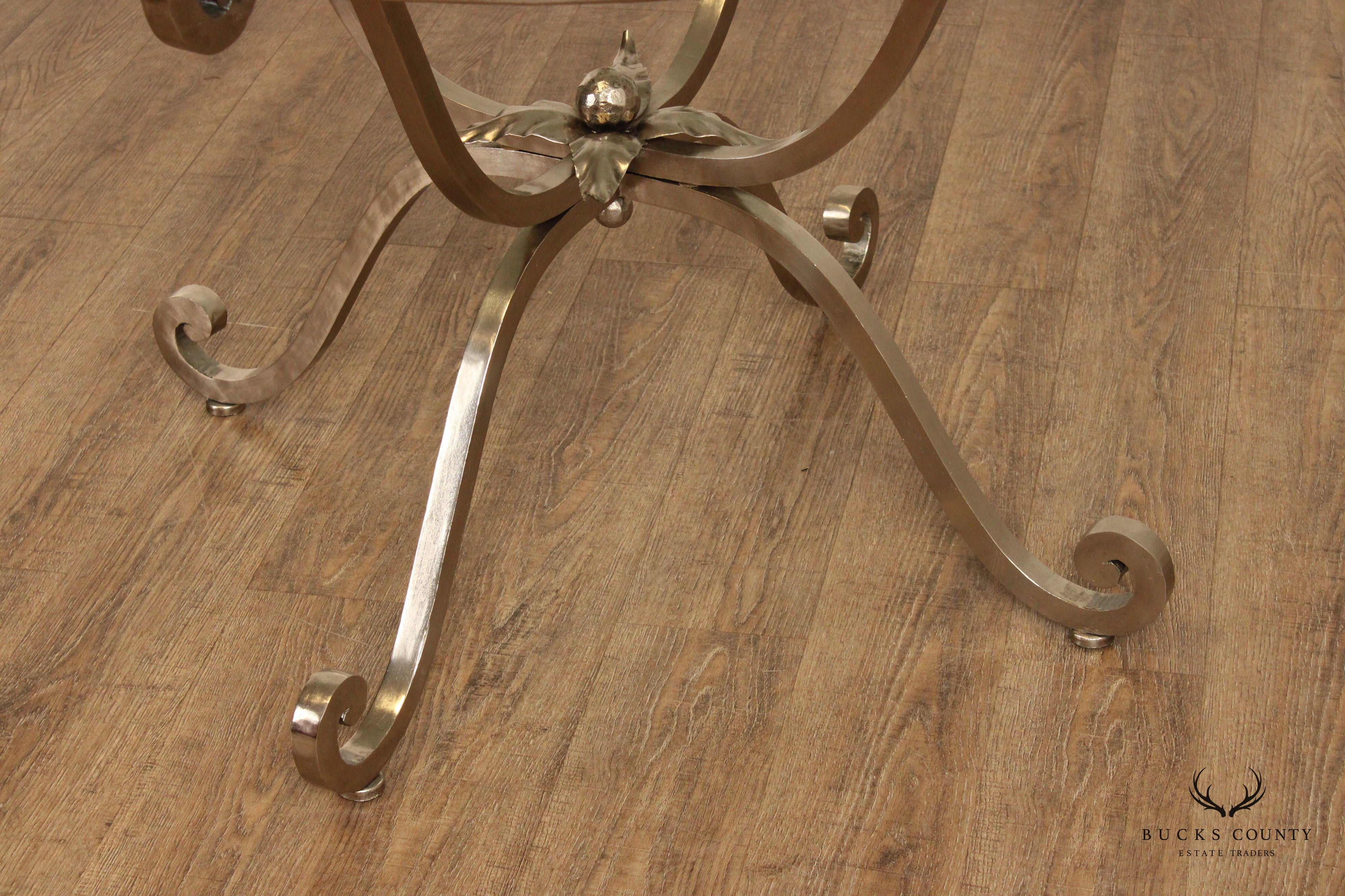 Contemporary French Style Polished Steel 5-Piece Dining Set