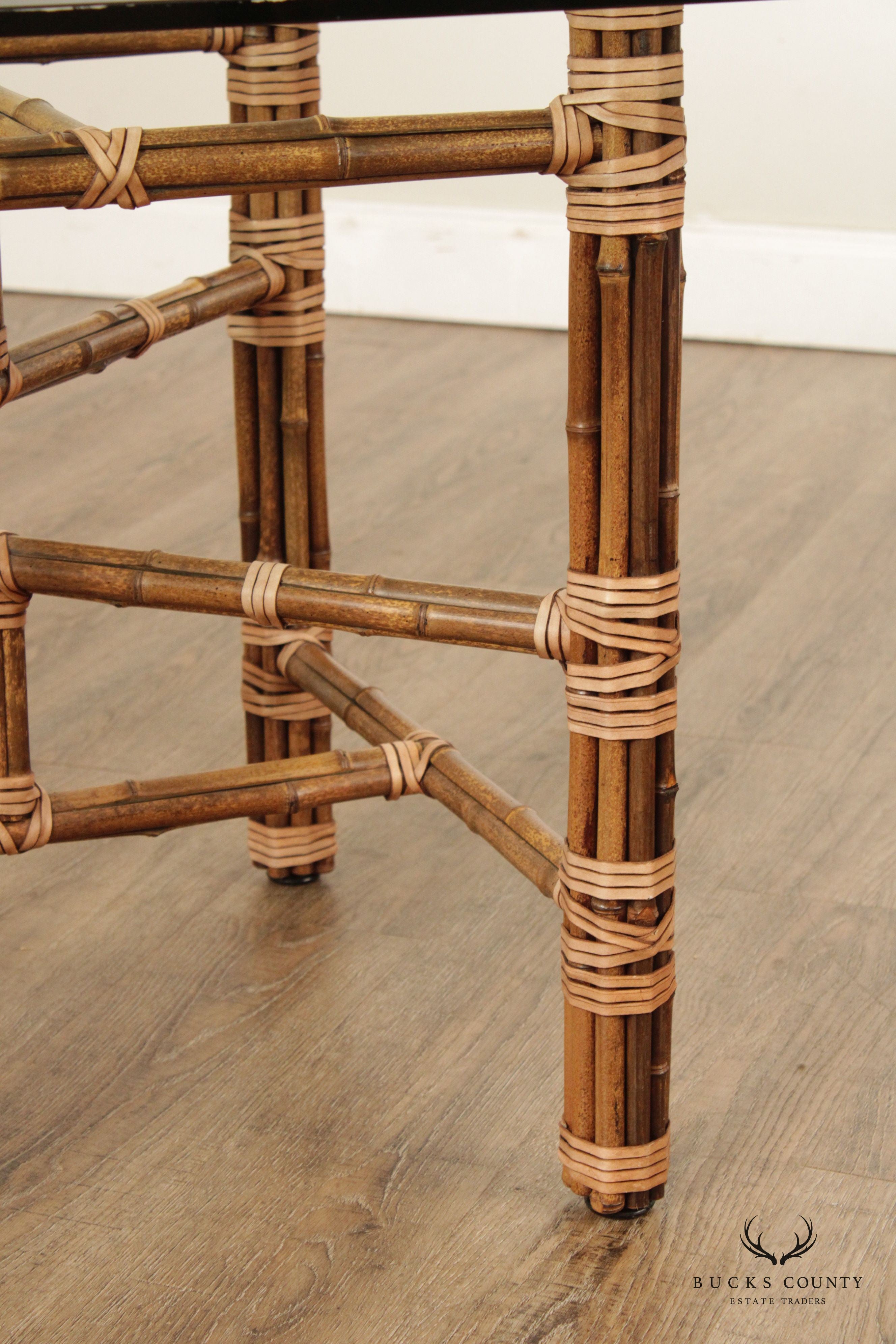 McGuire Bamboo and Glass Top Dining Table