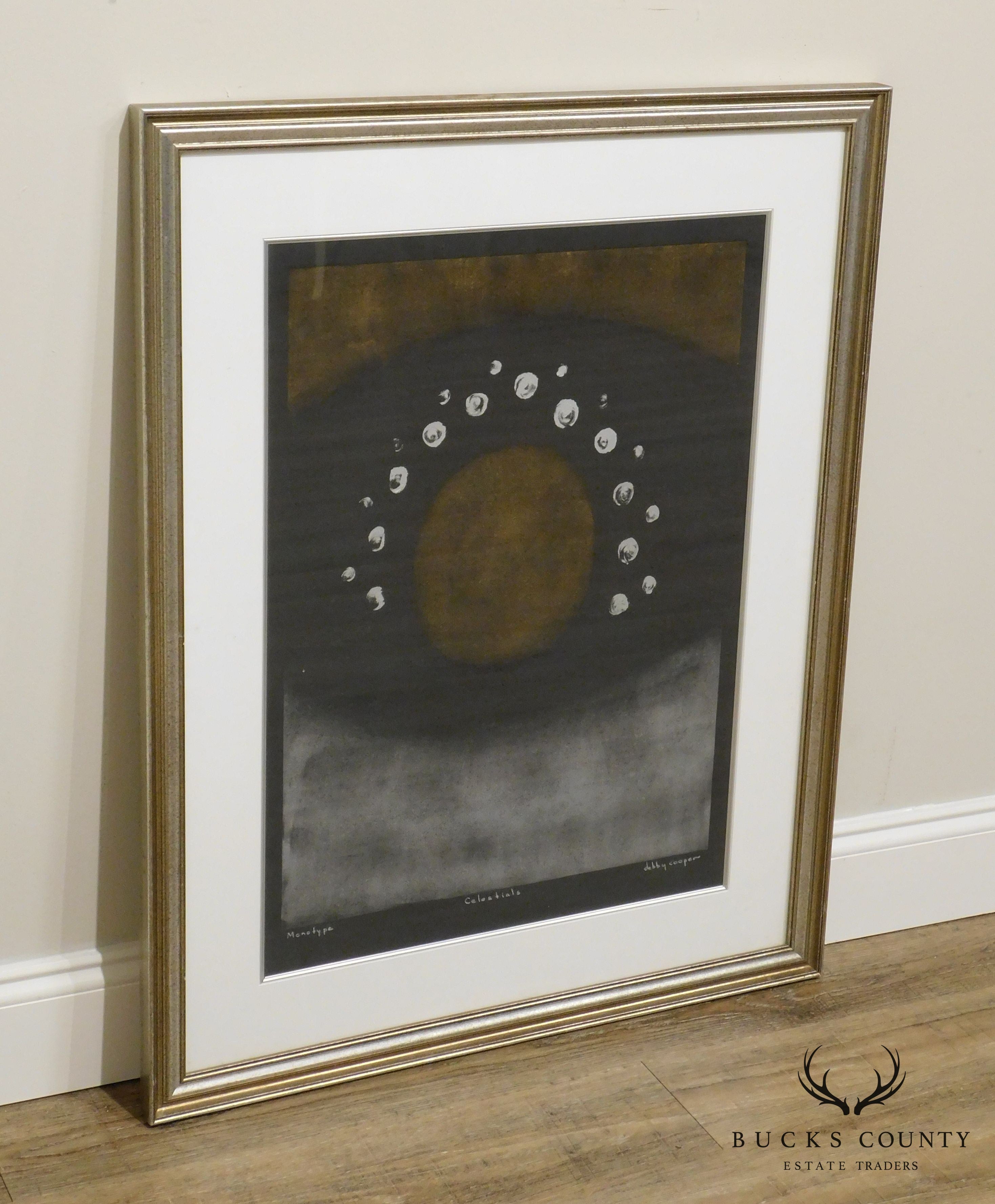 Debby Cooper Harbin "Celestials" Monotype, Oil on Paper Custom Frame