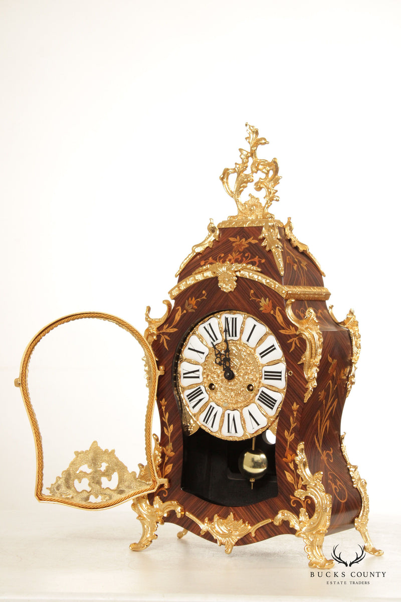 Franz Hermle French Louis XV Style Marquetry Mantle Clock