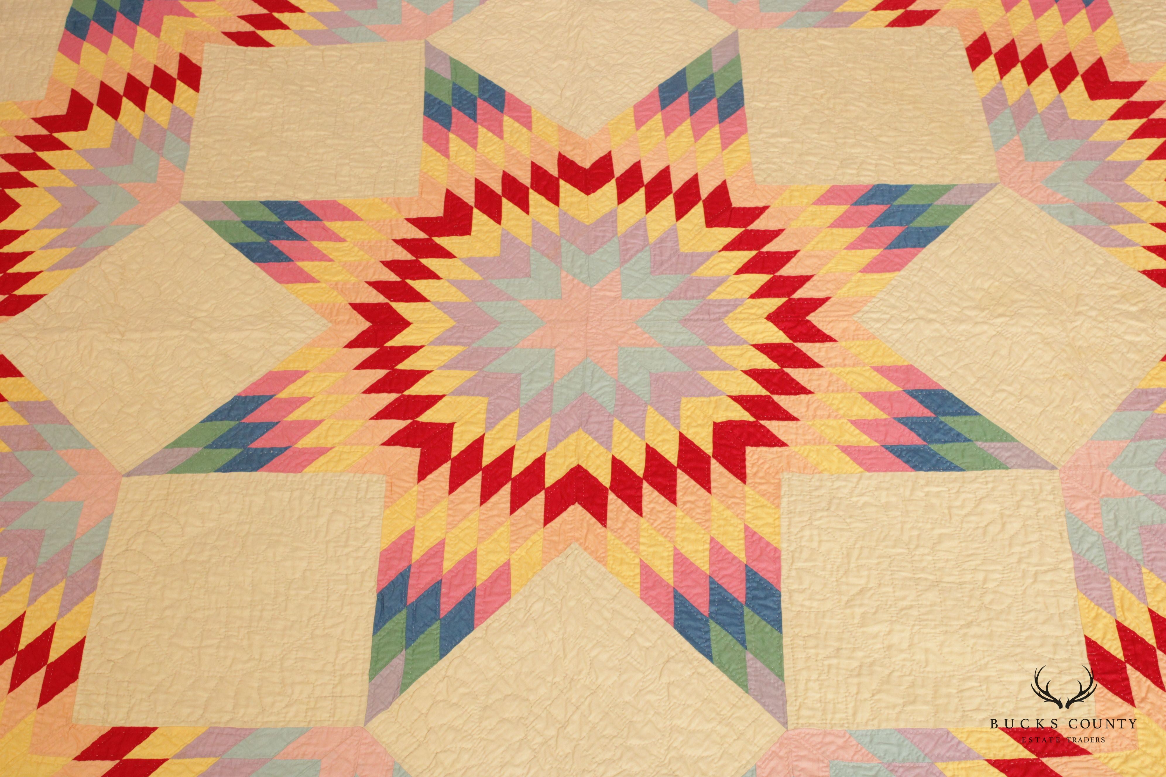 Vintage 'Broken Star' Pattern Quilt