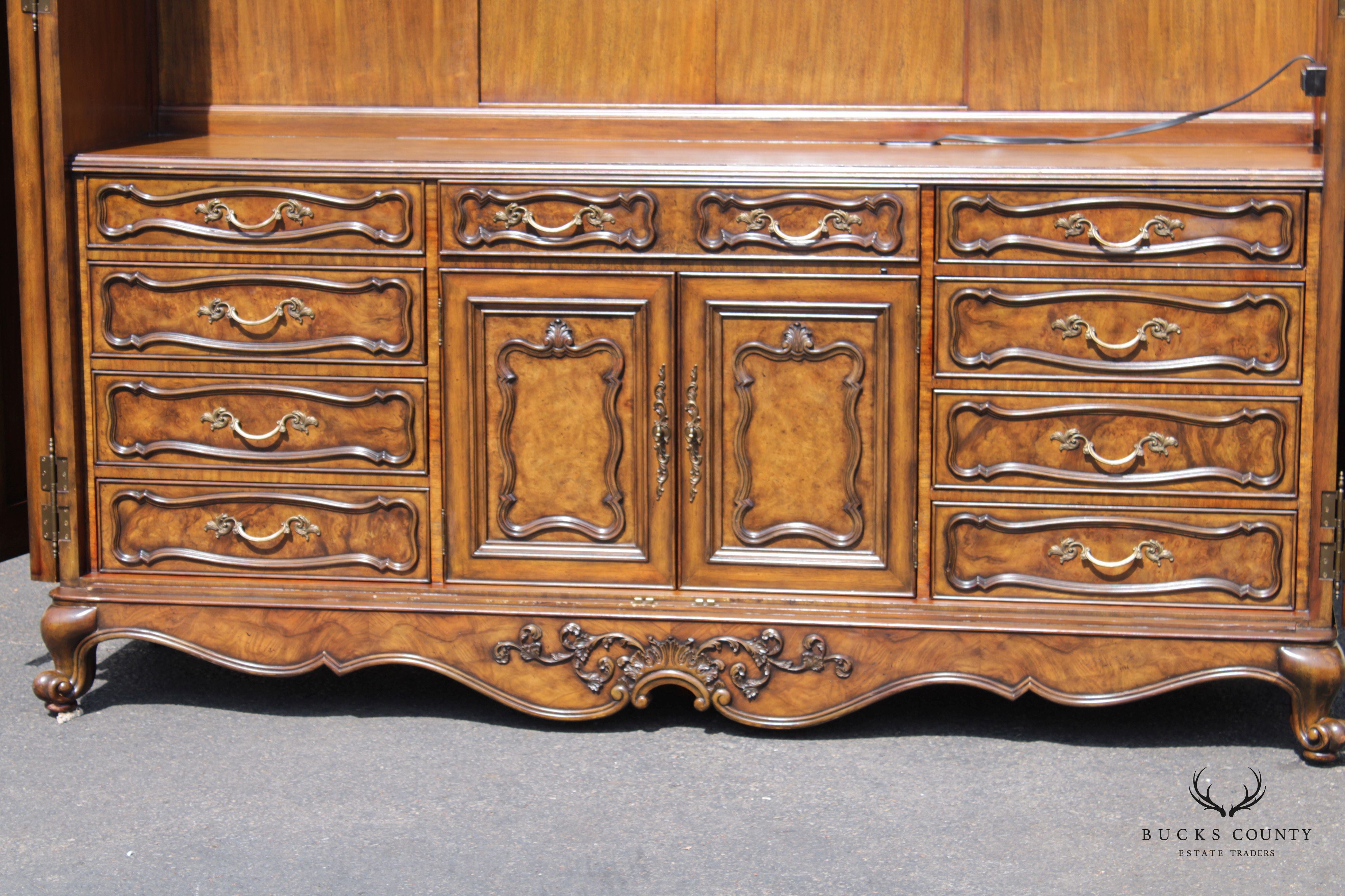 Maitland Smith Monumental Louis XV Style Faux Book Entertainment Armoire