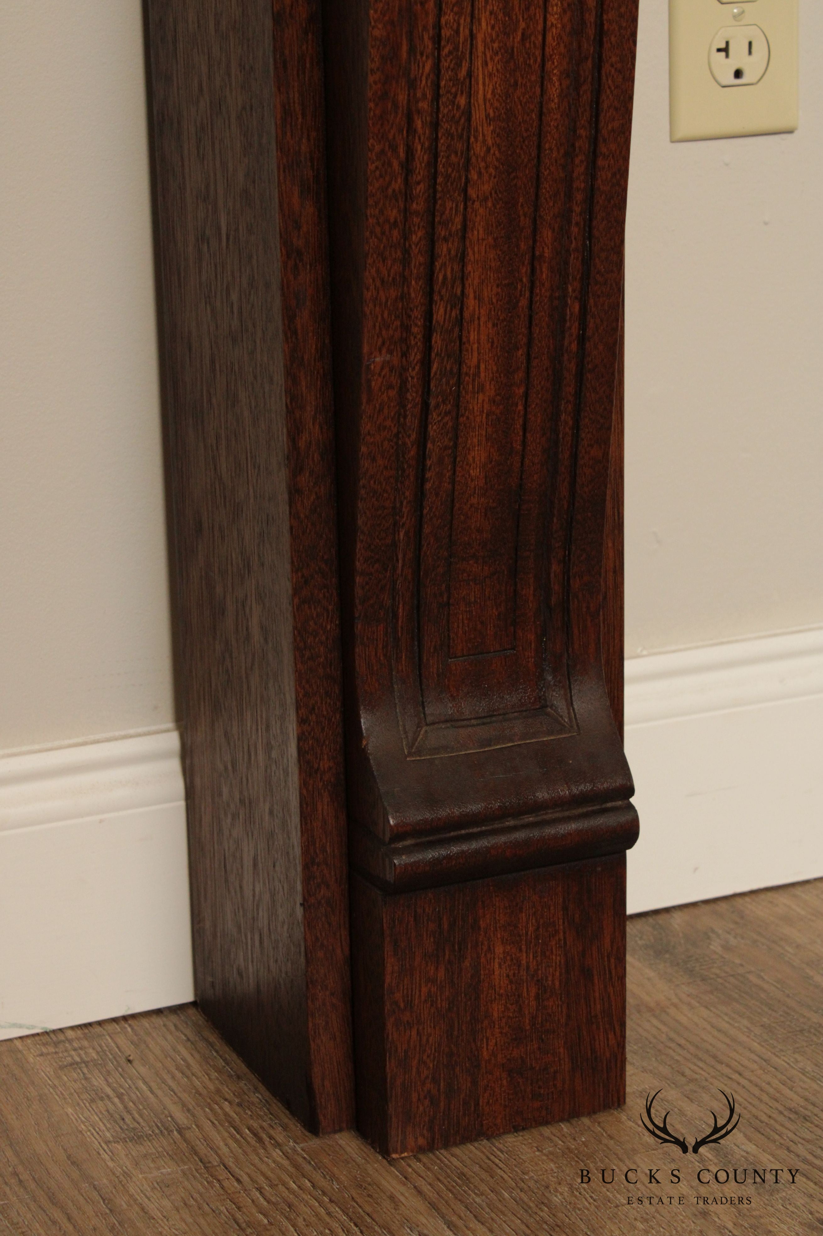 Custom Quality Mahogany Shell-Carved Fireplace Mantel