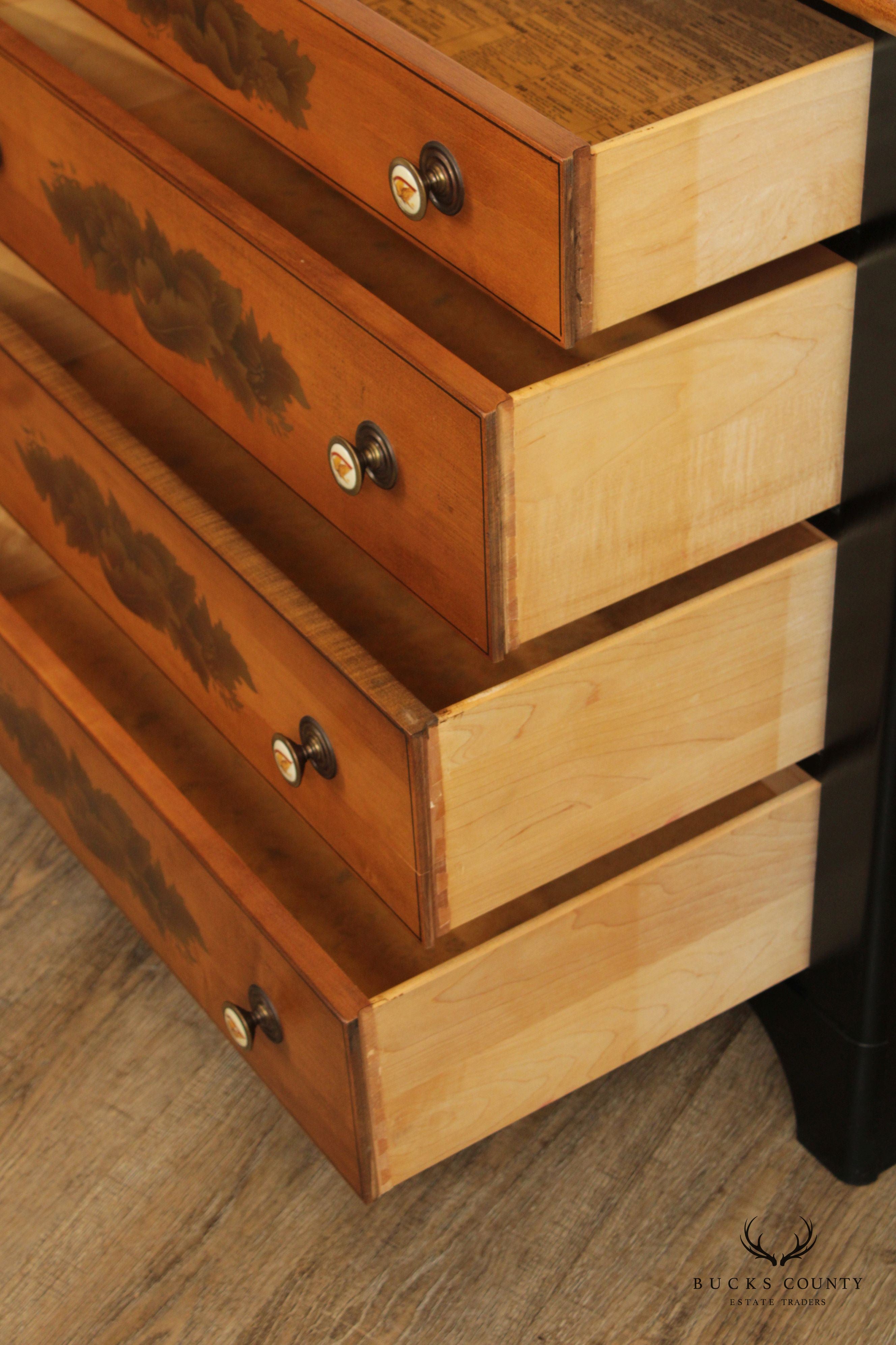 L. Hitchcock Ebonized and Stencil-Painted Chest of Drawers