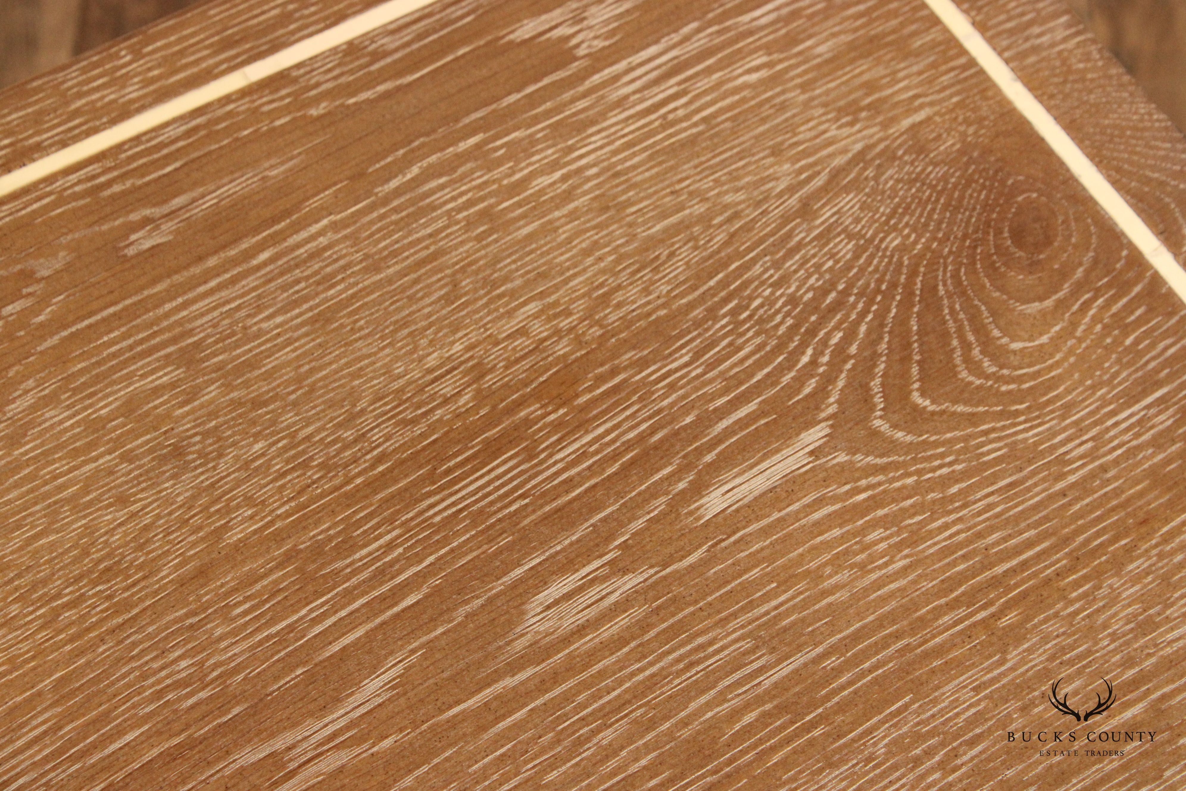 Contemporary Geometric Inlaid Oak Side Table