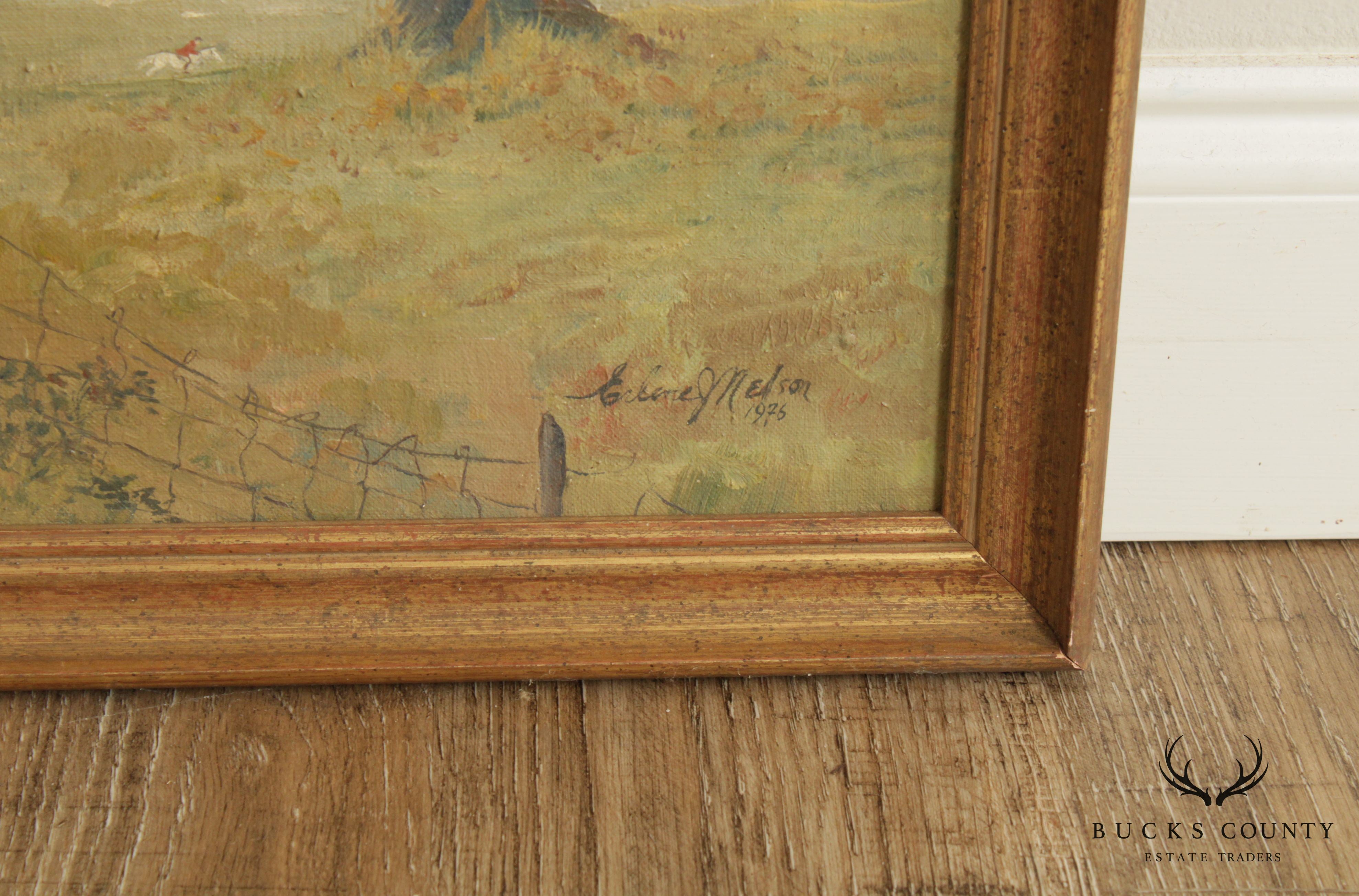 Erlene J. Nelson Vintage Pasture Landscape Painting