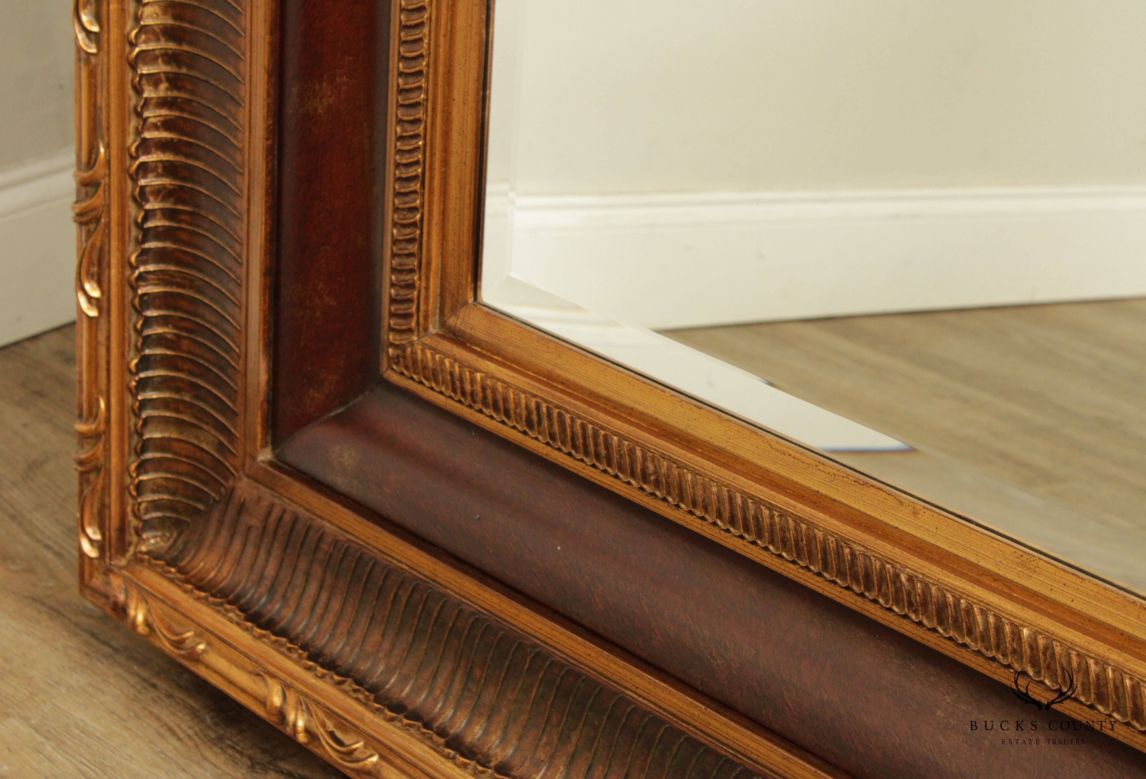 Quality Carved Gold Framed Large Beveled Wall Mirror