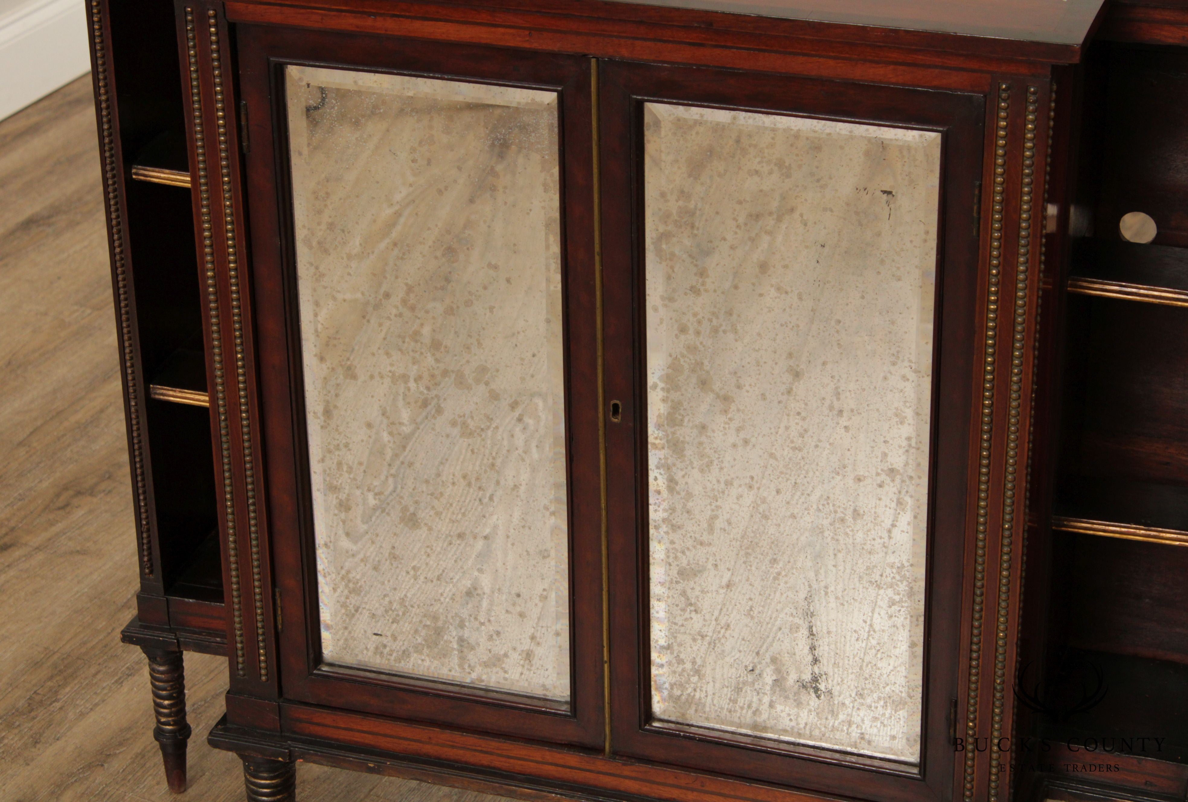 Antique Regency Style Mahogany Mirror Door Console