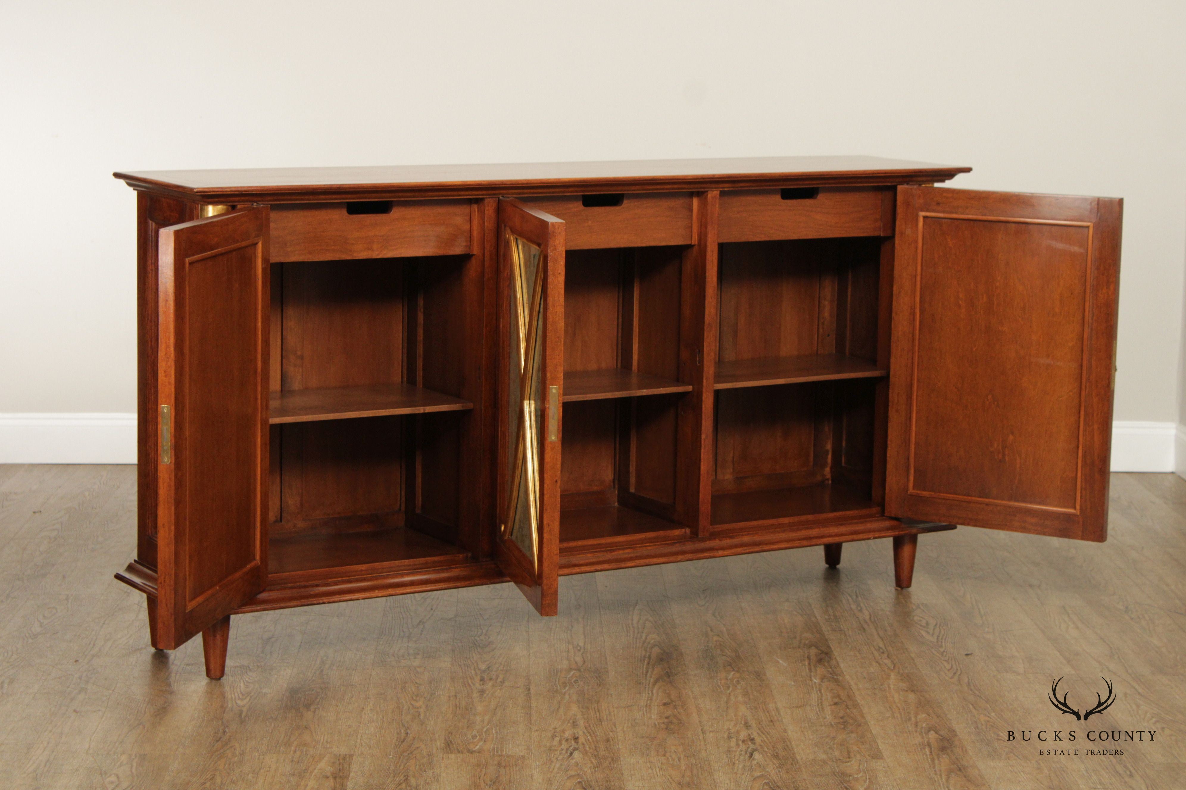 Exceptional Neoclassical Style Mirrored Door Fruitwood Sideboard