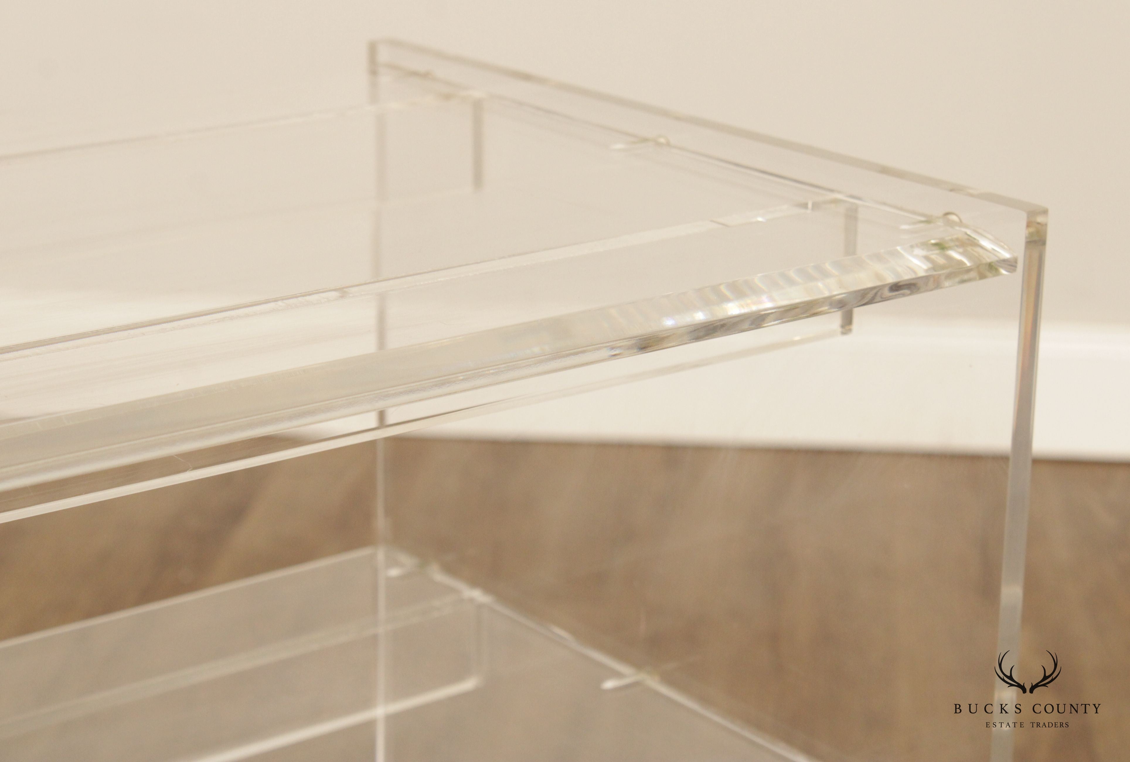 Mid Century Modern Lucite 3-Tier Serving Bar Cart
