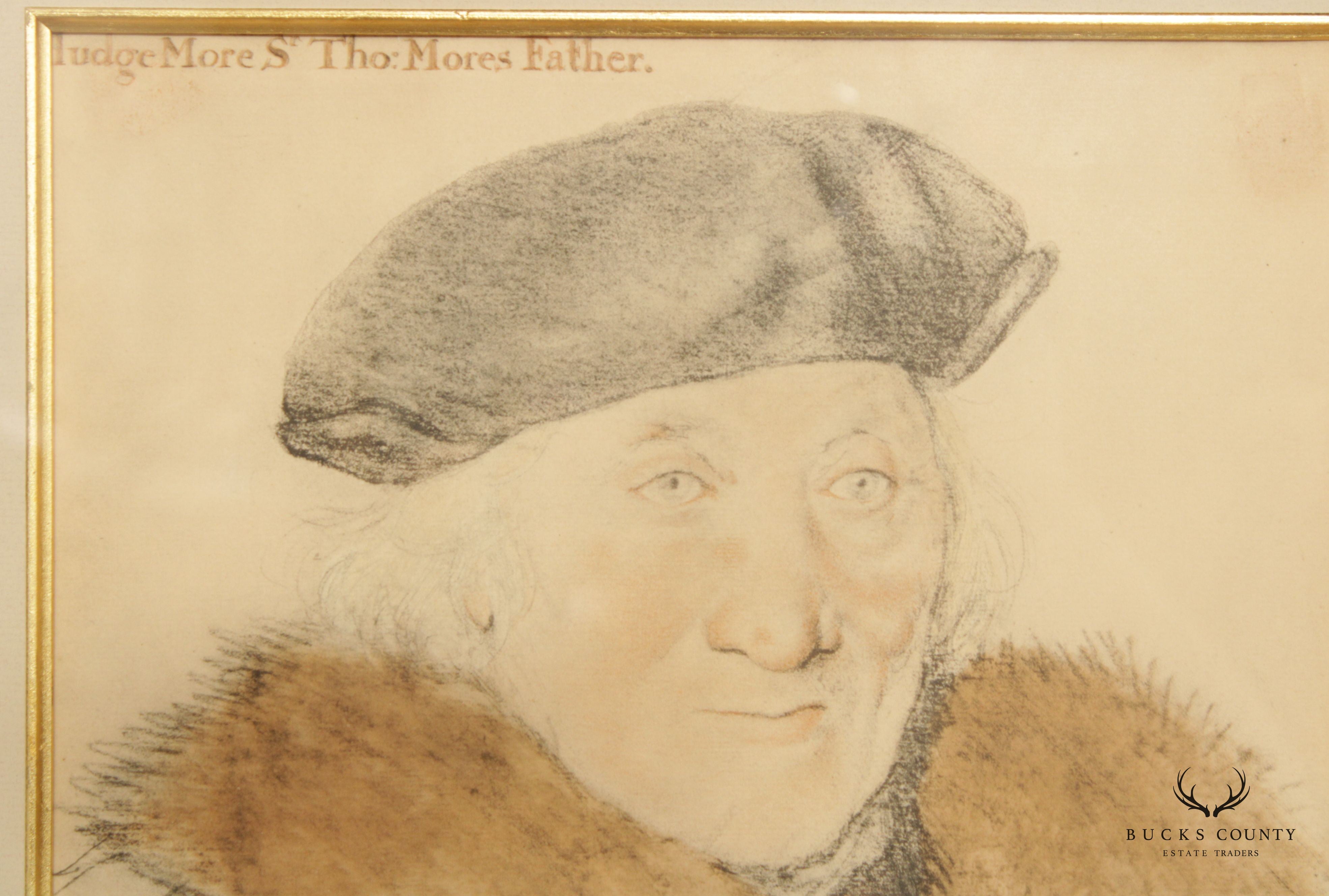 English Portrait Judge John More, Father of Sir Thomas More Art Reproduction Print, Custom Framed
