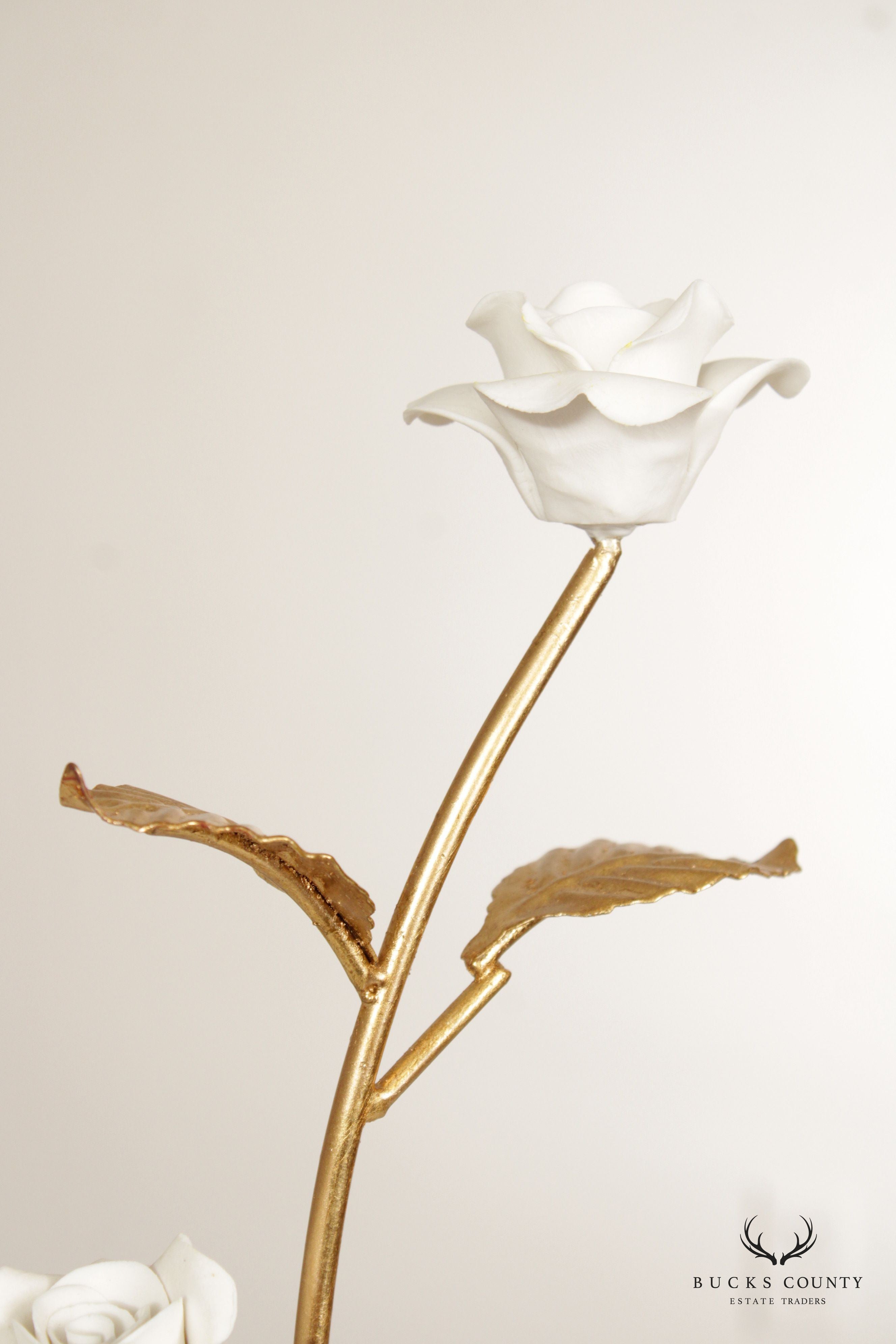 Chelsea House Contemporary Porcelain and Crystal Rose Sculpture