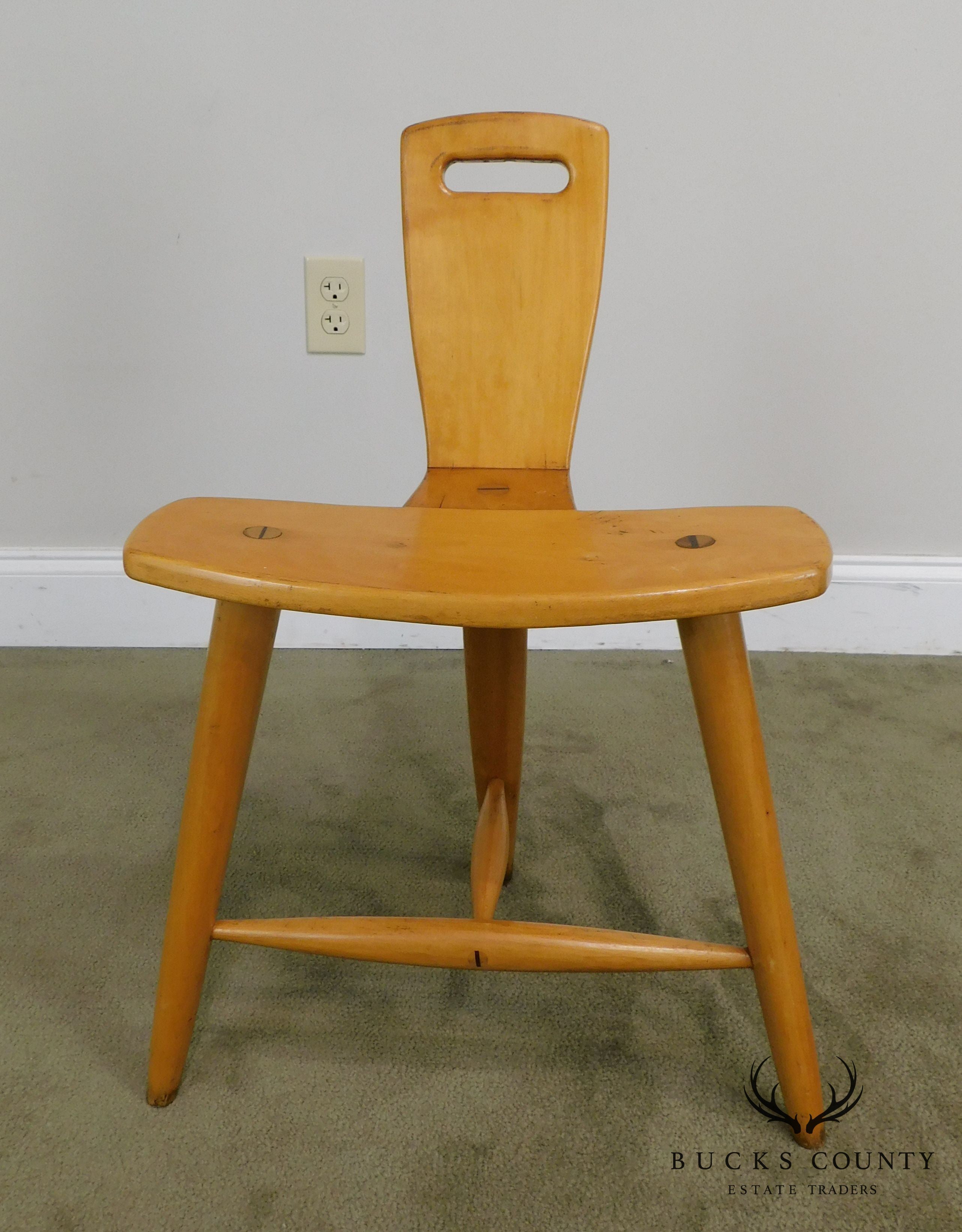 'W.B' Mid Century Modern Birch Wood Set of 4 'Birthing-Chair' Inspired Chairs