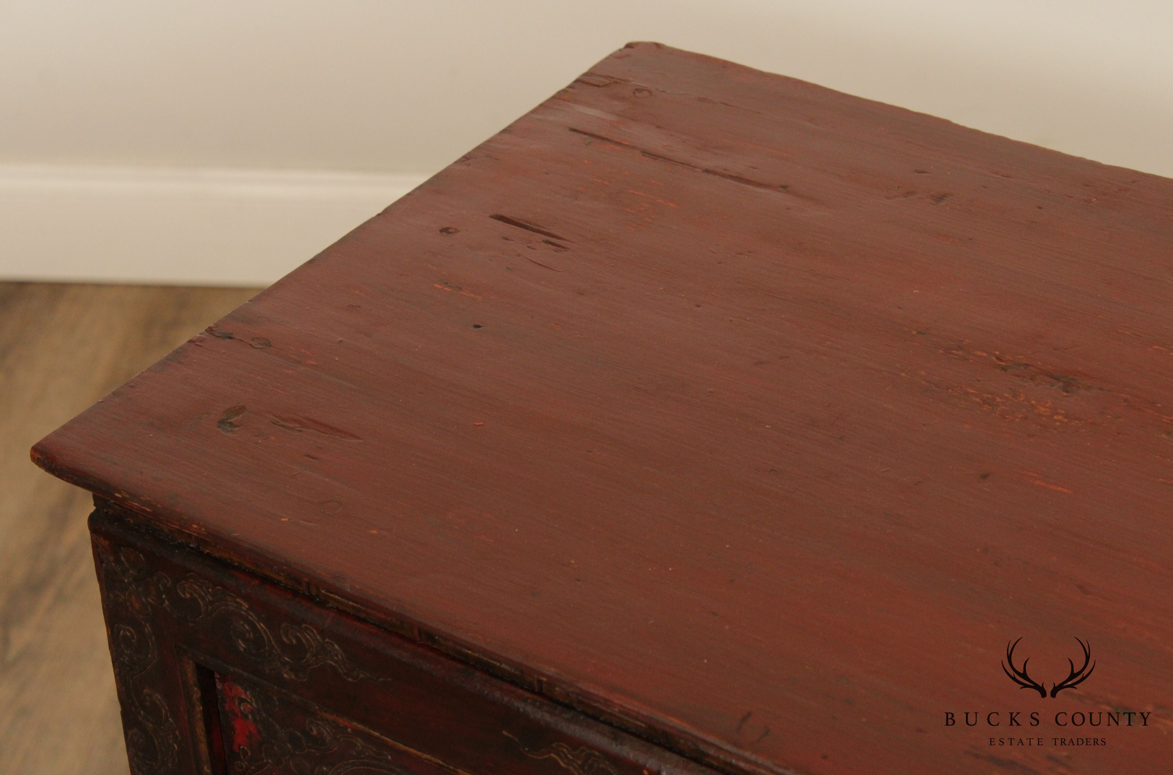 Antique 19th Century Tibetan Hand Painted Cabinet