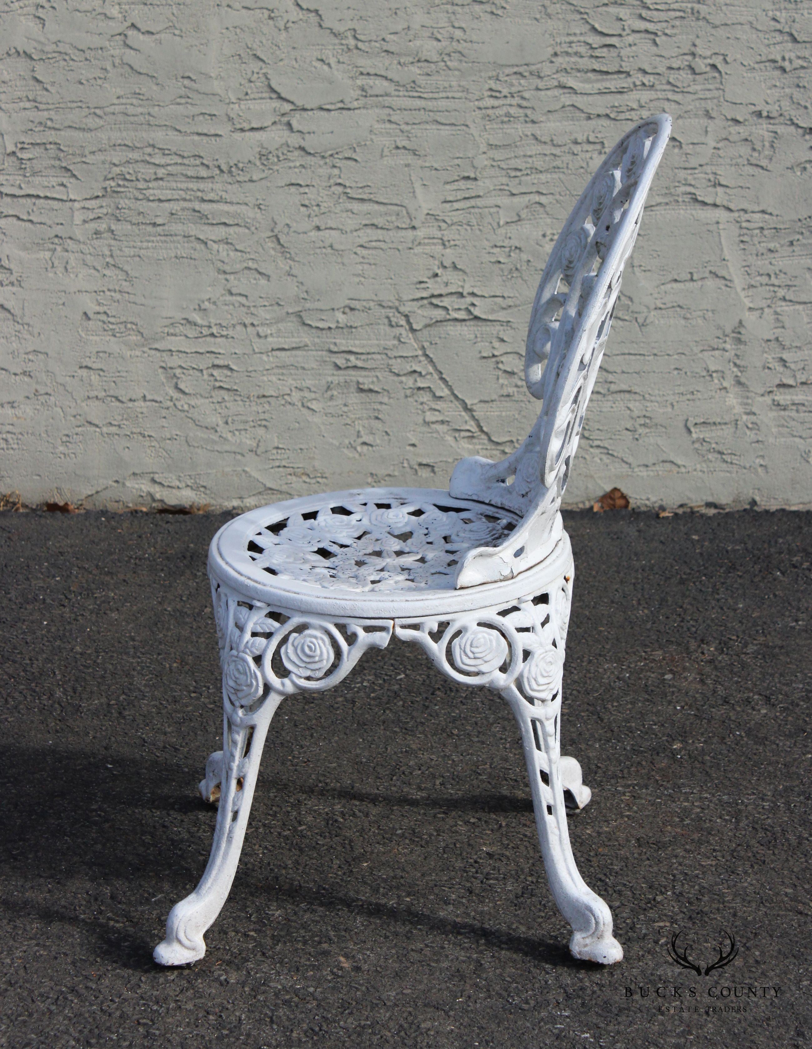 Vintage Rose Pattern Cast Iron 3-Piece Outdoor Patio Bistro Set
