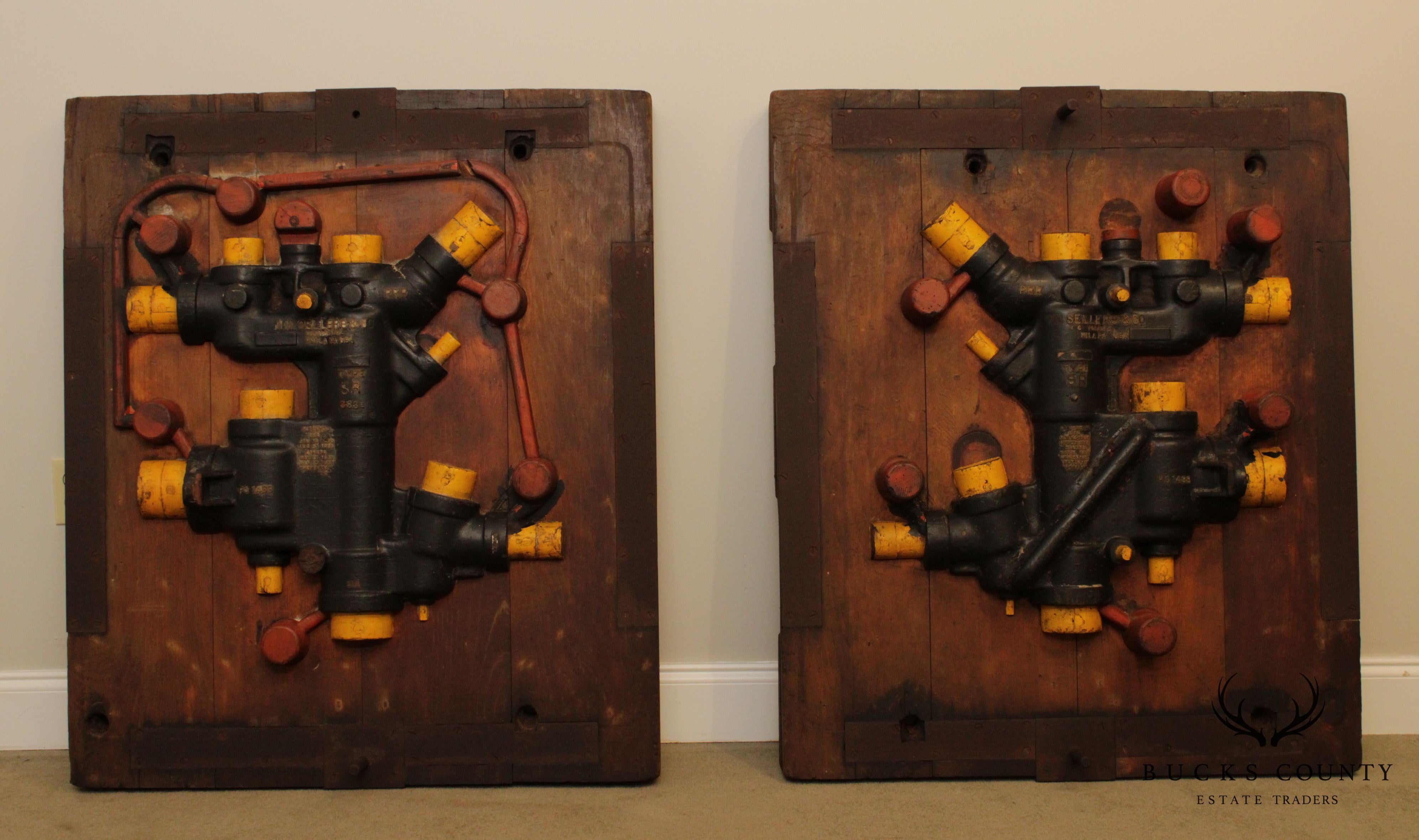 Pair of Vintage Industrial Assemblage Art