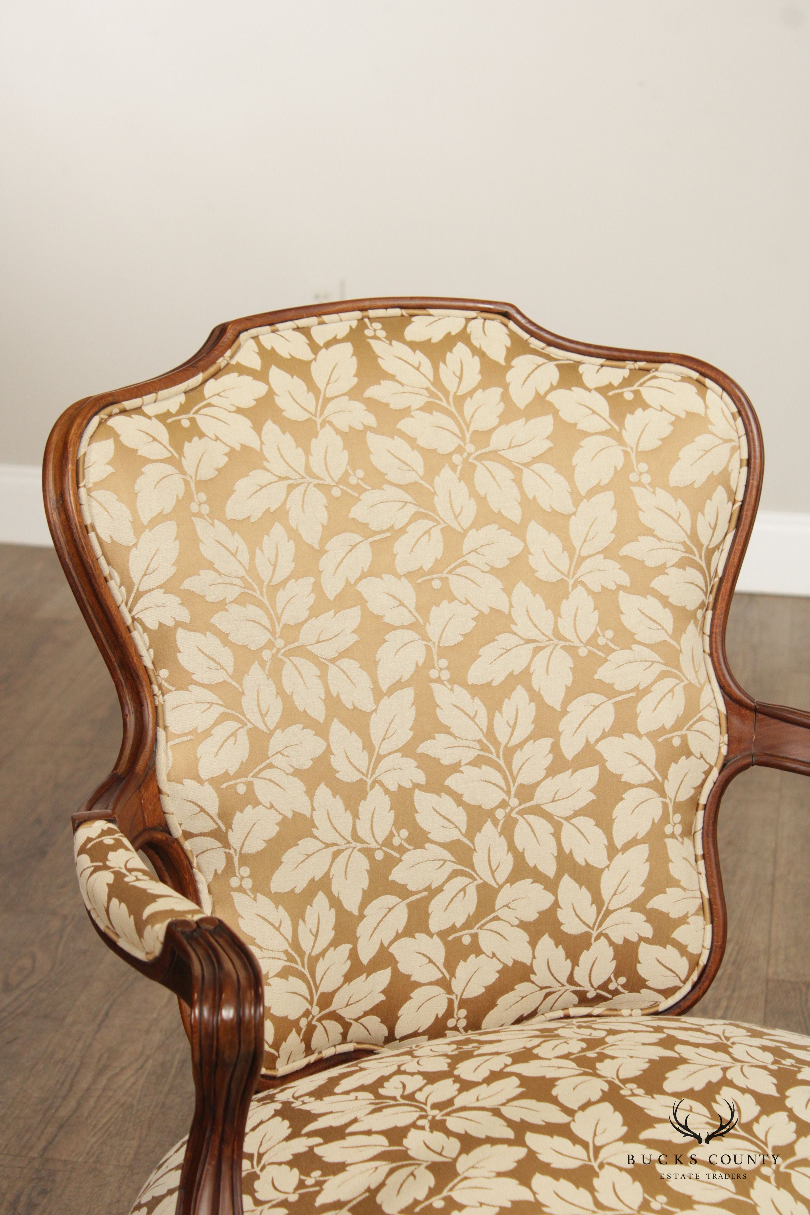 Hickory Chair French Louis XV Style Pair of Fauteuil Armchairs