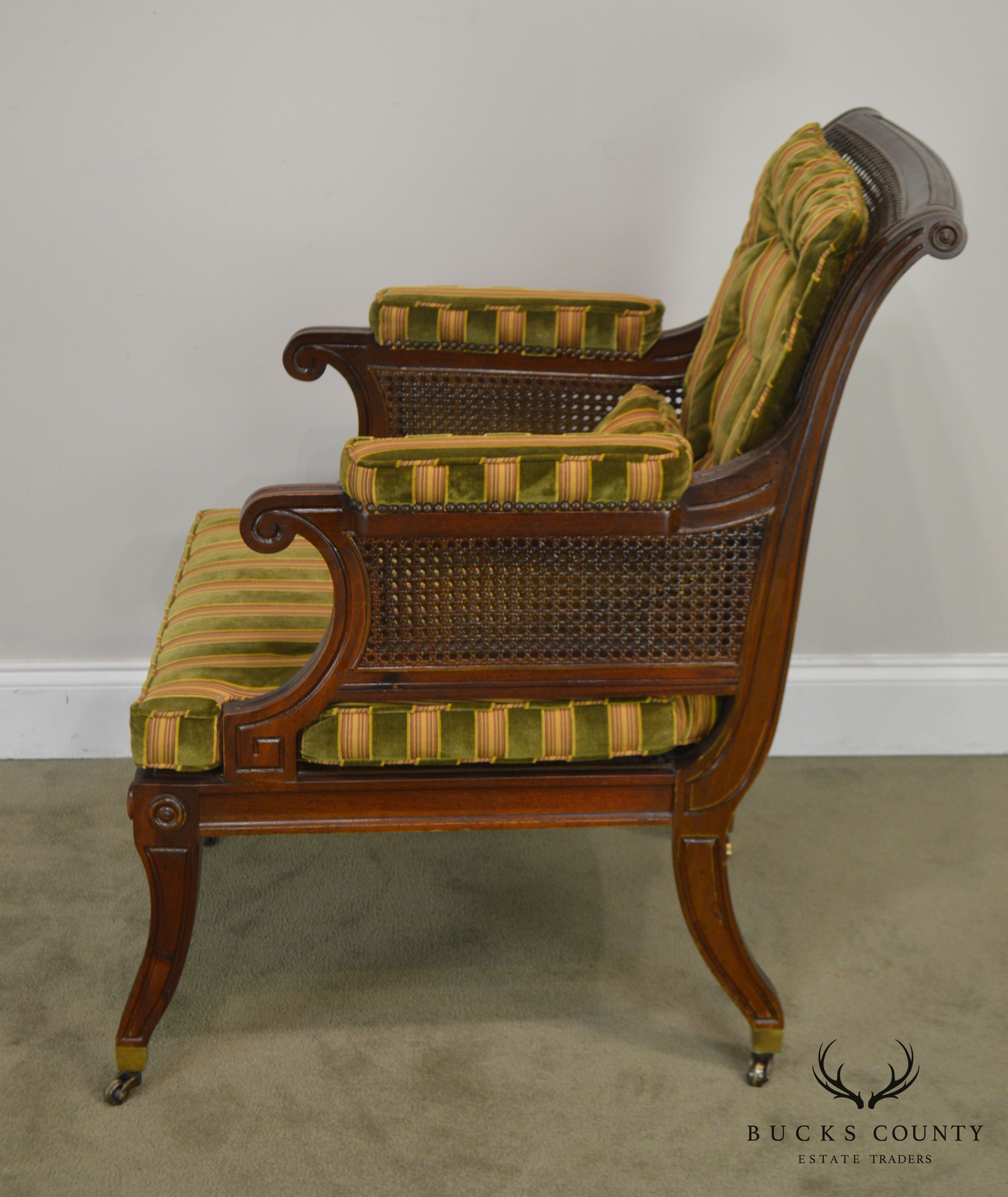 Baker Stately Homes Collection Regency Style Mahogany Cane Armchair