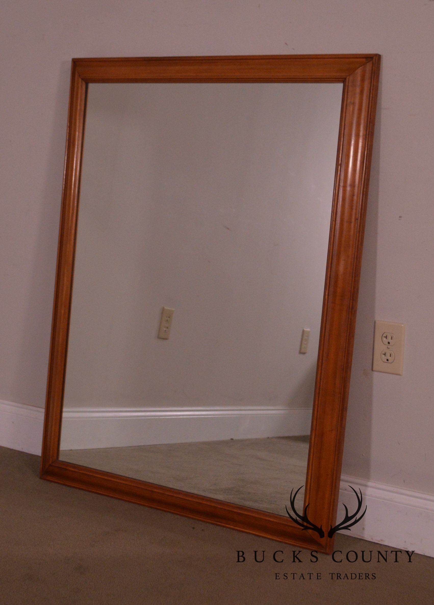 Vintage Maple Wood Rectangular Wall Mirror