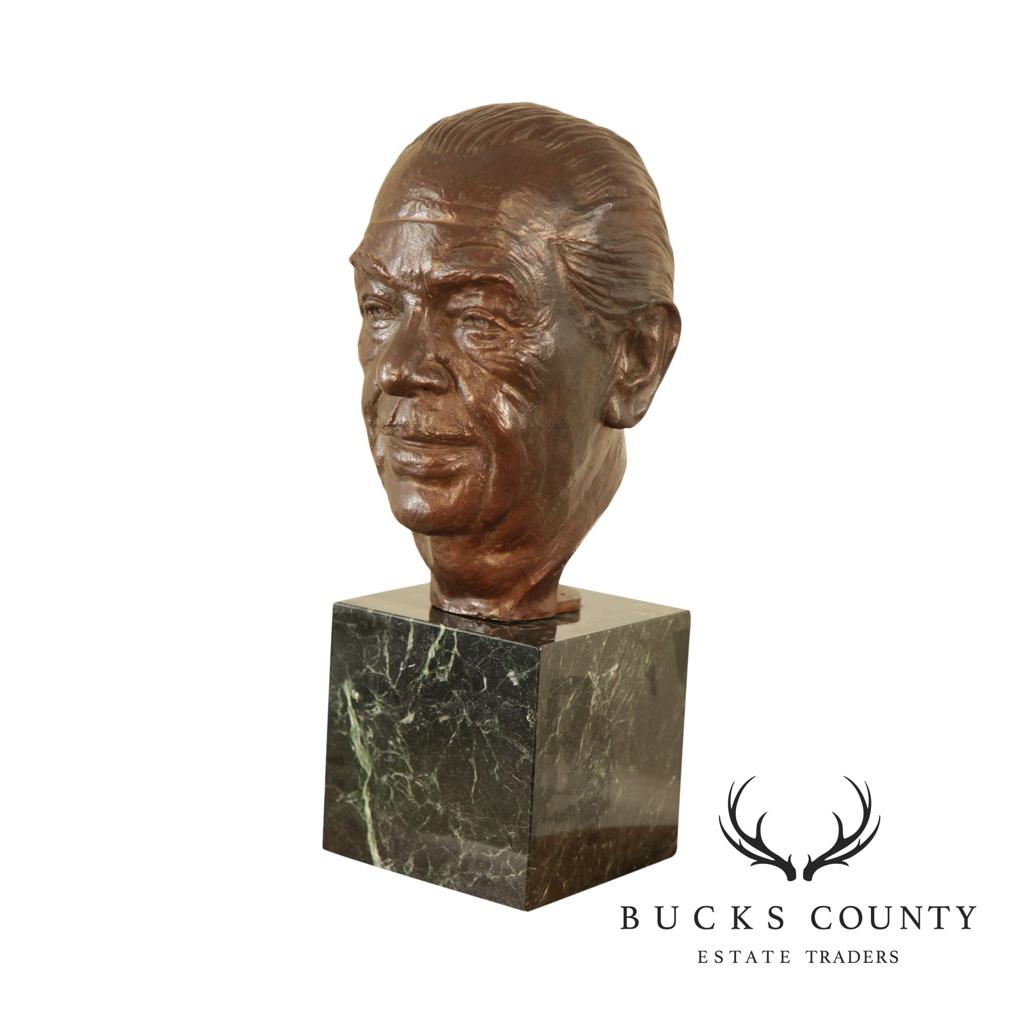 Lawrence Ludtke 1980s Bronze Male Bust Portrait